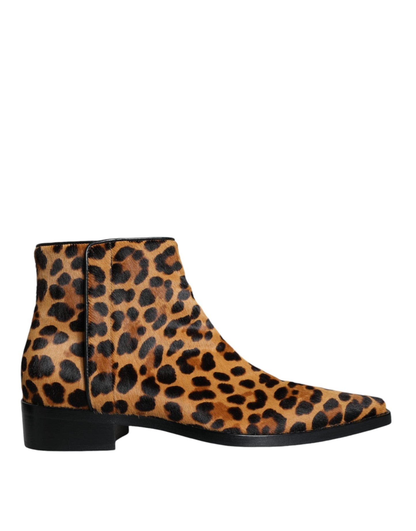 Fashionsarah.com Fashionsarah.com Dolce & Gabbana Brown Leopard Calf Fur Ankle Boots Shoes