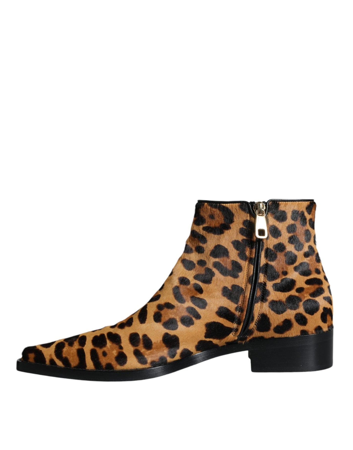 Fashionsarah.com Fashionsarah.com Dolce & Gabbana Brown Leopard Calf Fur Ankle Boots Shoes