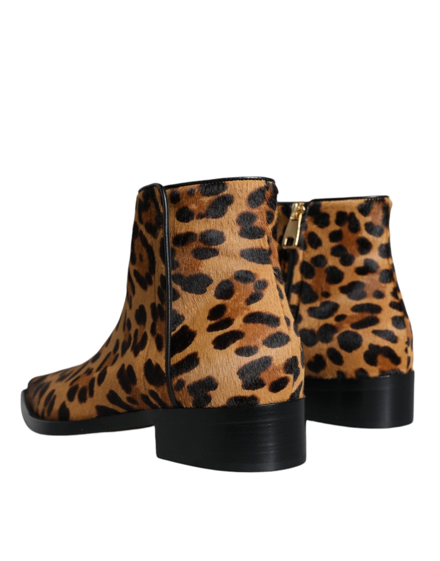 Fashionsarah.com Fashionsarah.com Dolce & Gabbana Brown Leopard Calf Fur Ankle Boots Shoes