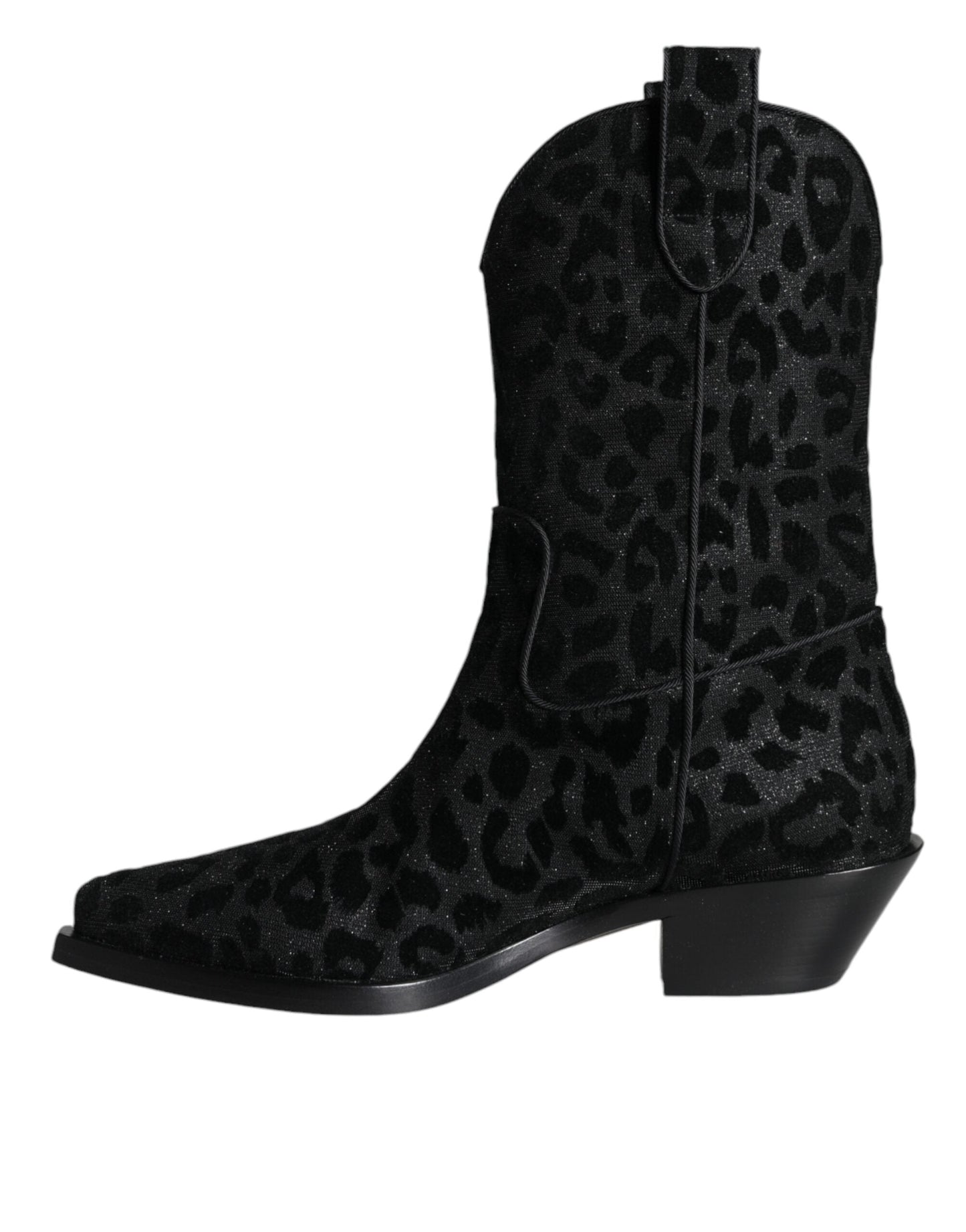 Fashionsarah.com Fashionsarah.com Dolce & Gabbana Black Gray Leopard Cowboy Boots Shoes