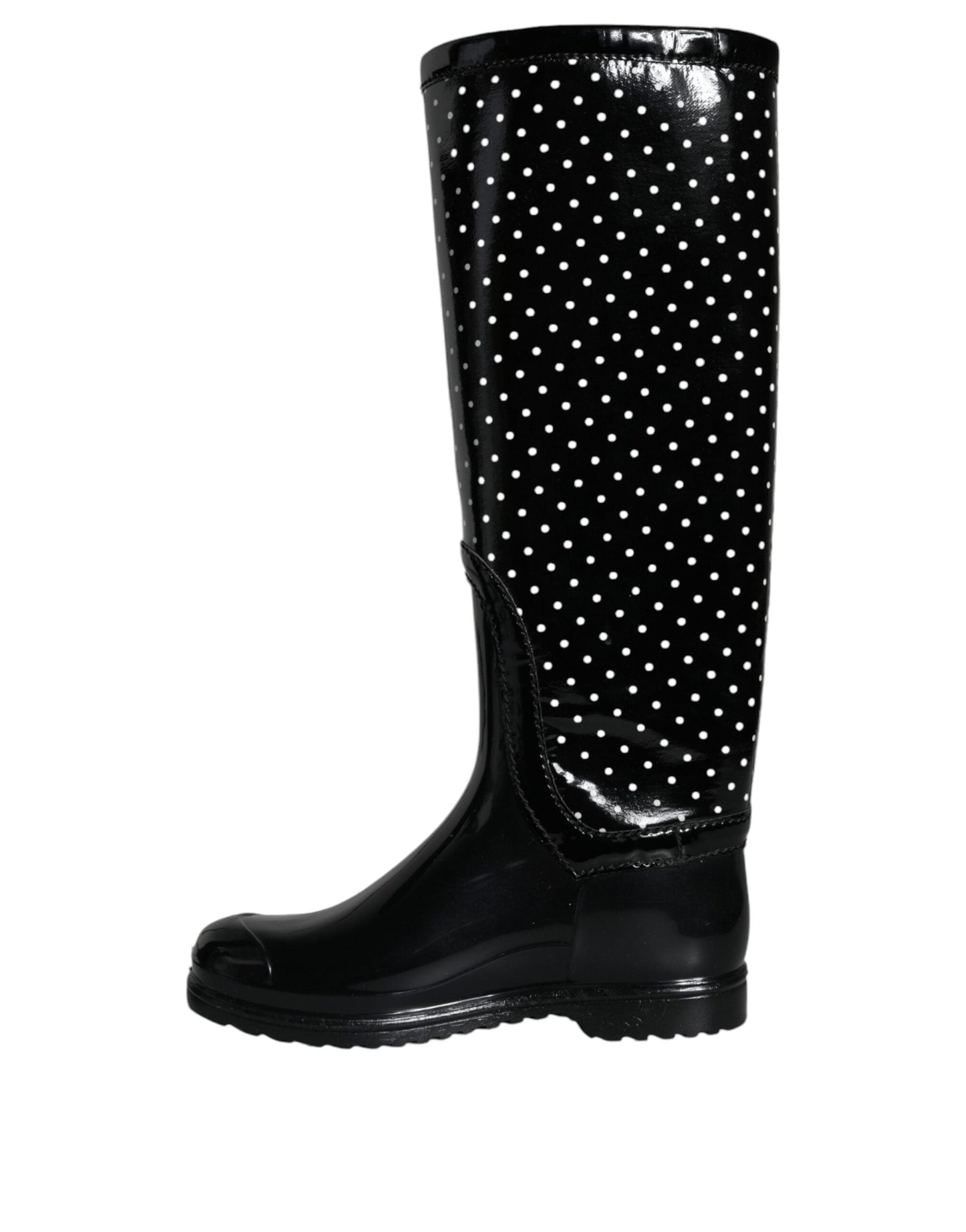 Fashionsarah.com Fashionsarah.com Dolce & Gabbana Black Polka Dot Rubber Knee High Boots Shoes