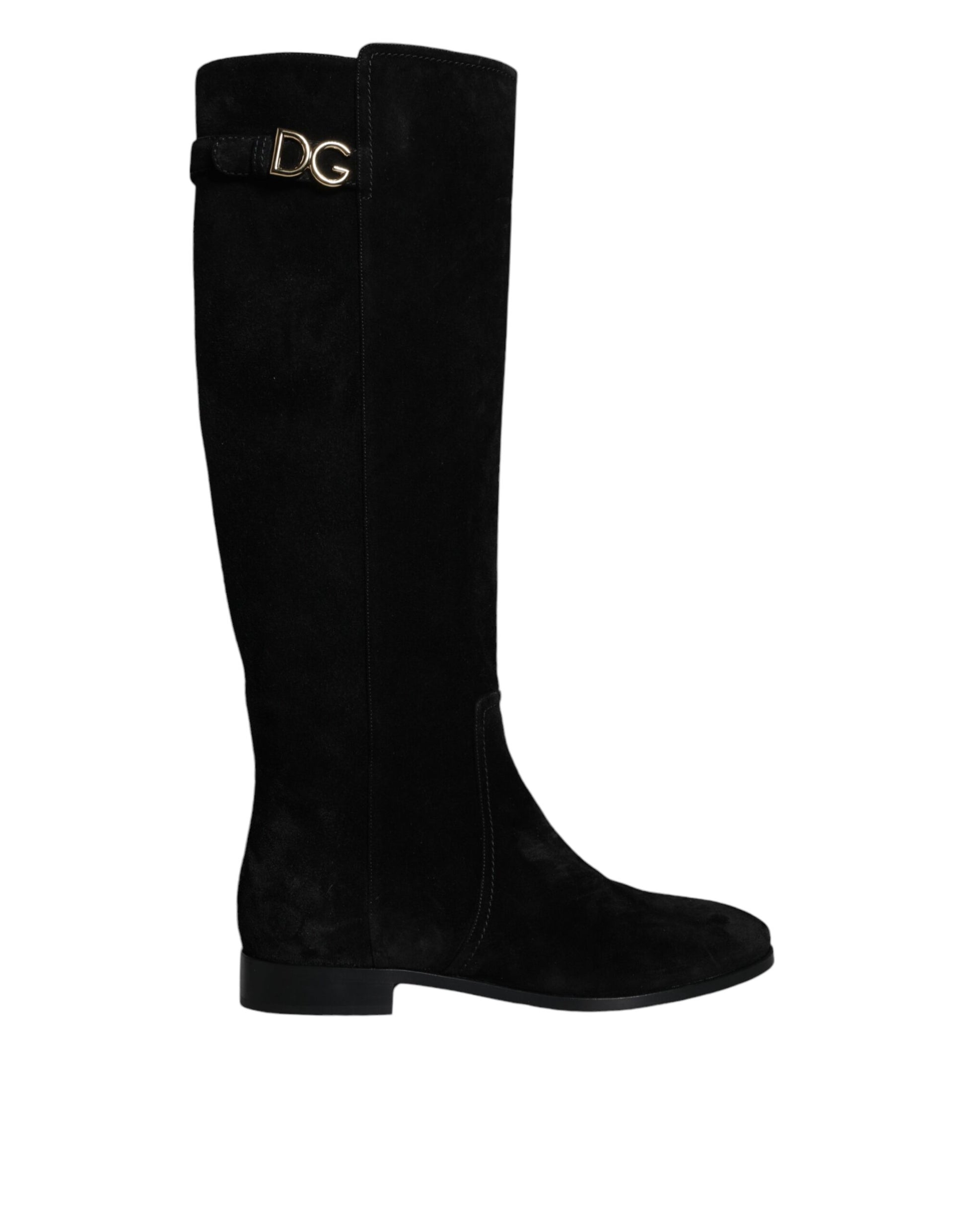 Dolce & Gabbana Black Suede Leather Knee High Boots Shoes | Fashionsarah.com