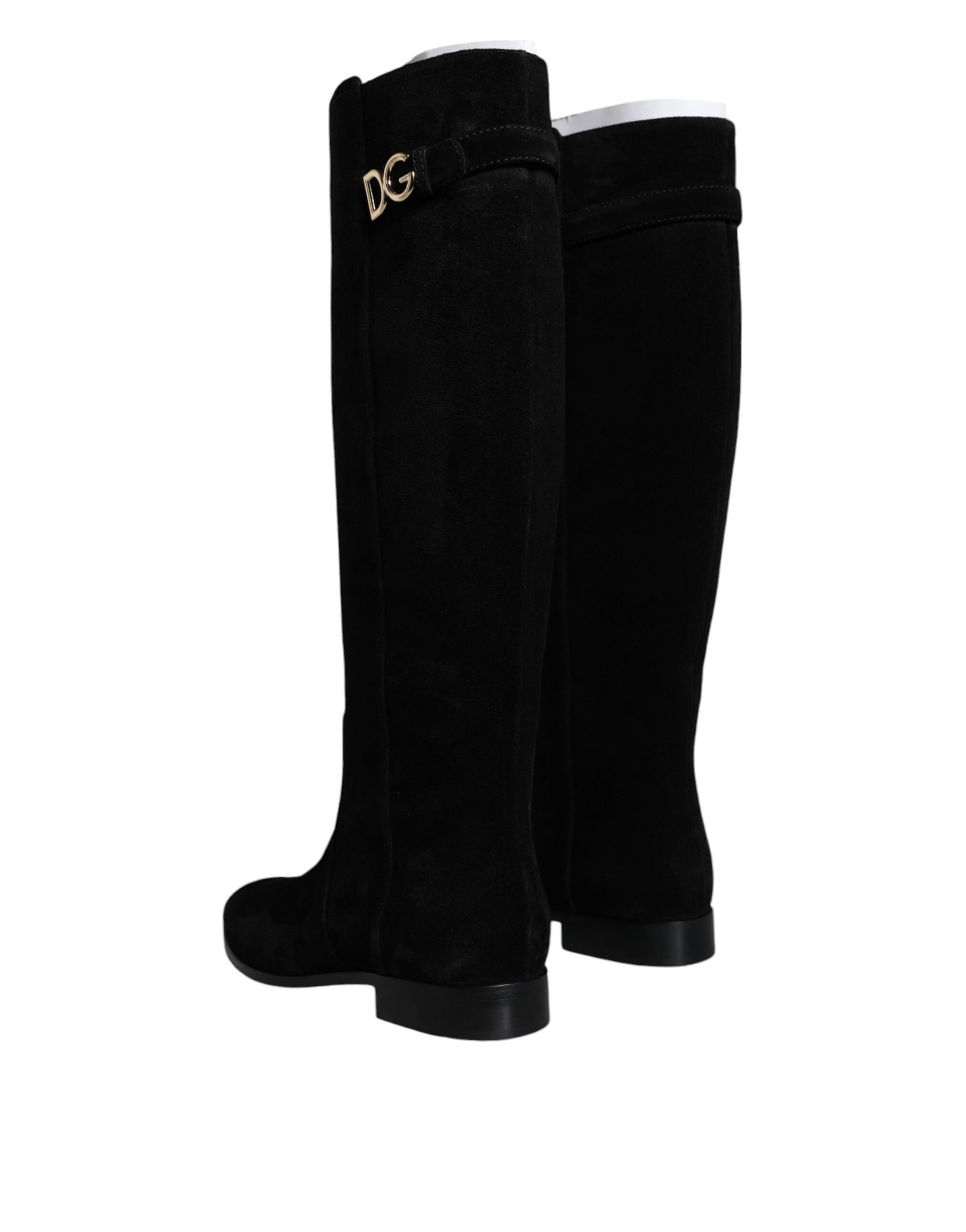 Dolce & Gabbana Black Suede Leather Knee High Boots Shoes | Fashionsarah.com