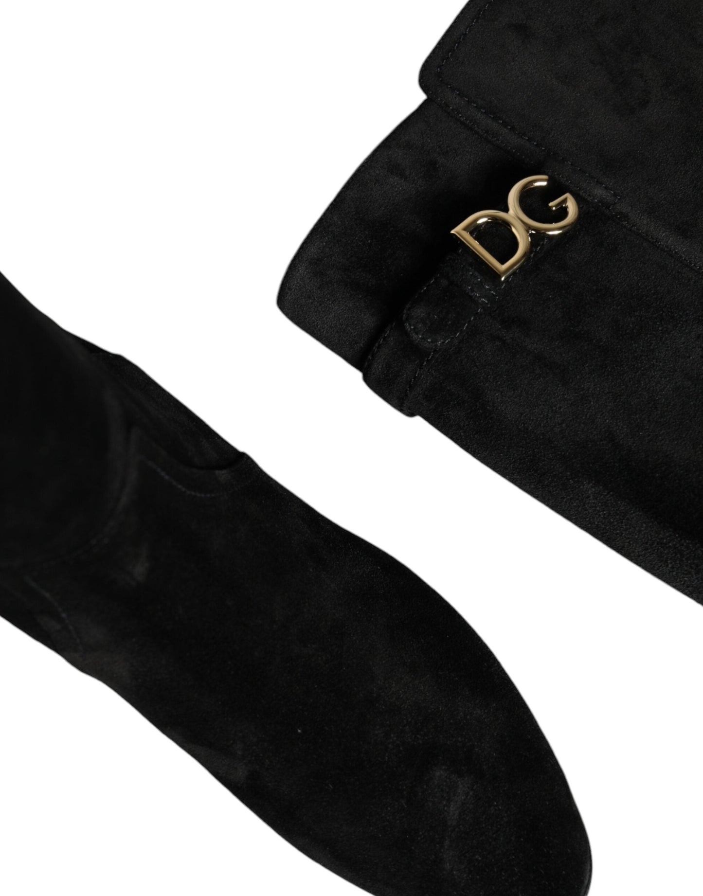 Dolce & Gabbana Black Suede Leather Knee High Boots Shoes | Fashionsarah.com