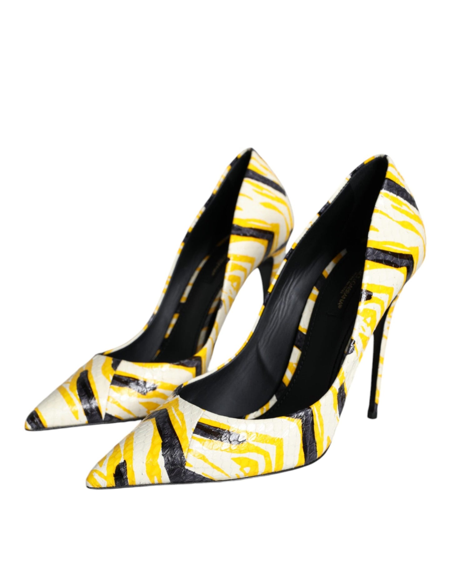 Fashionsarah.com Fashionsarah.com Dolce & Gabbana Multicolor Stripes Leather High Heels Pumps Shoes