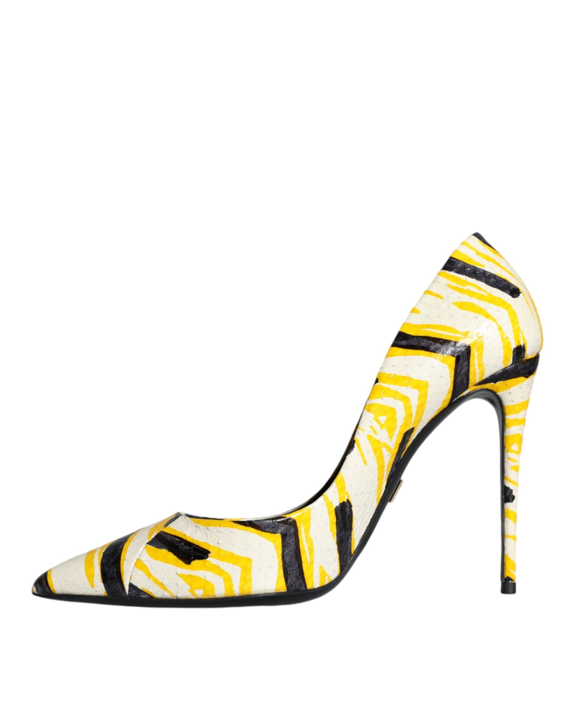 Fashionsarah.com Fashionsarah.com Dolce & Gabbana Multicolor Stripes Leather High Heels Pumps Shoes