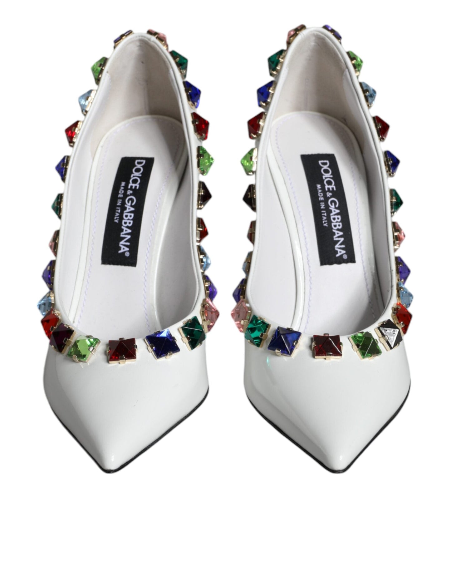 Fashionsarah.com Fashionsarah.com Dolce & Gabbana White Crystals Leather High Heels Pumps Shoes