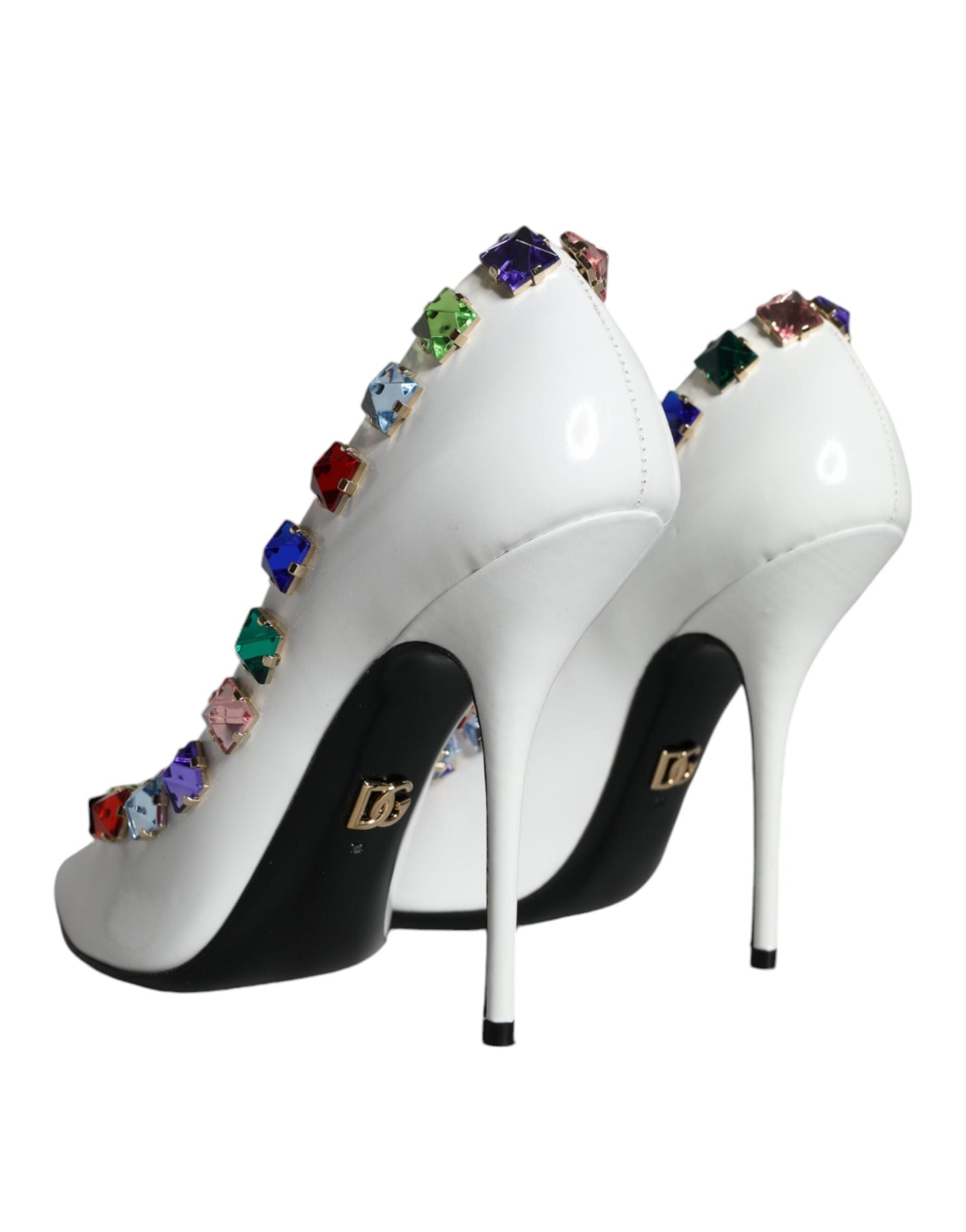 Fashionsarah.com Fashionsarah.com Dolce & Gabbana White Crystals Leather High Heels Pumps Shoes