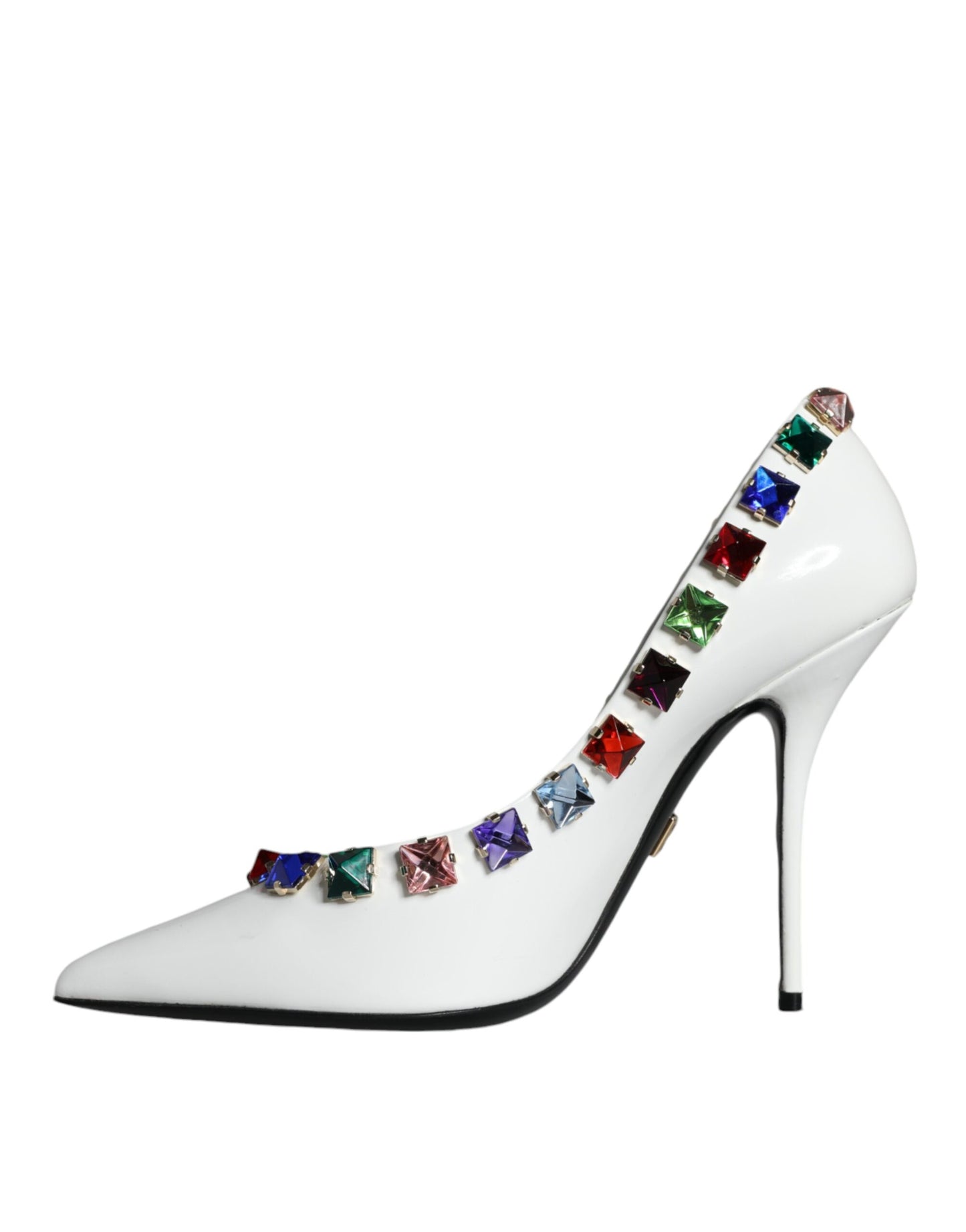 Fashionsarah.com Fashionsarah.com Dolce & Gabbana White Crystals Leather High Heels Pumps Shoes