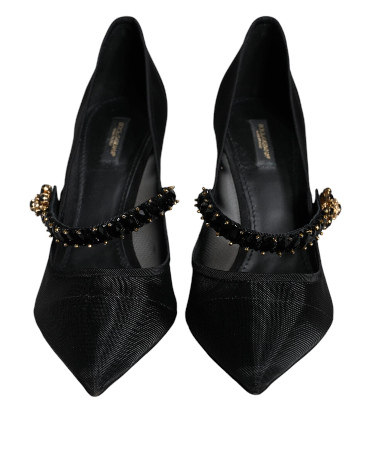 Dolce & Gabbana Black Mesh Mary Jane Crystal Heel Pumps Shoes | Fashionsarah.com