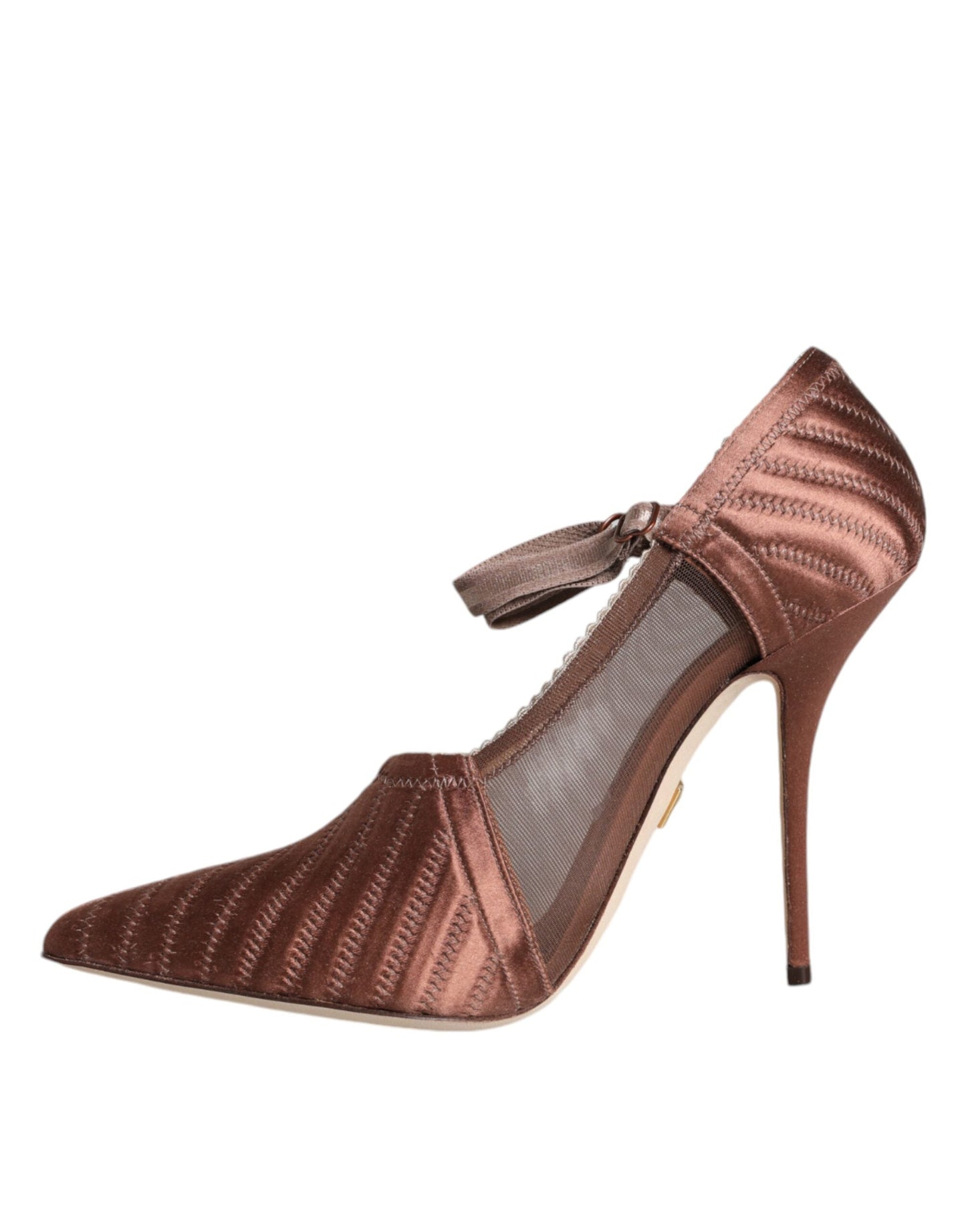 Dolce & Gabbana Brown Mesh Viscose Ankle Strap Pumps Shoes | Fashionsarah.com