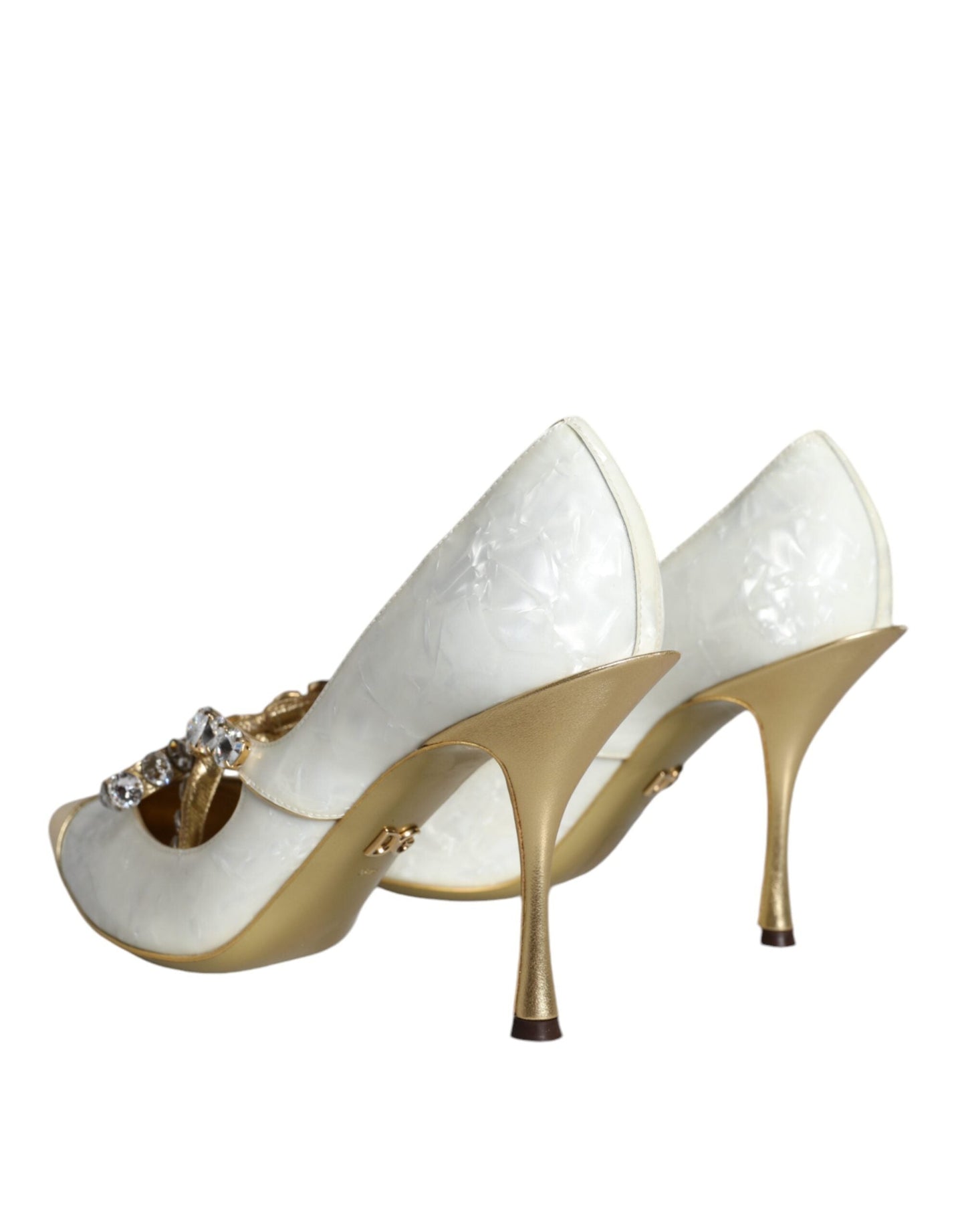 Fashionsarah.com Fashionsarah.com Dolce & Gabbana White Mary Jane Crystal Bow Pearl Pumps Shoes