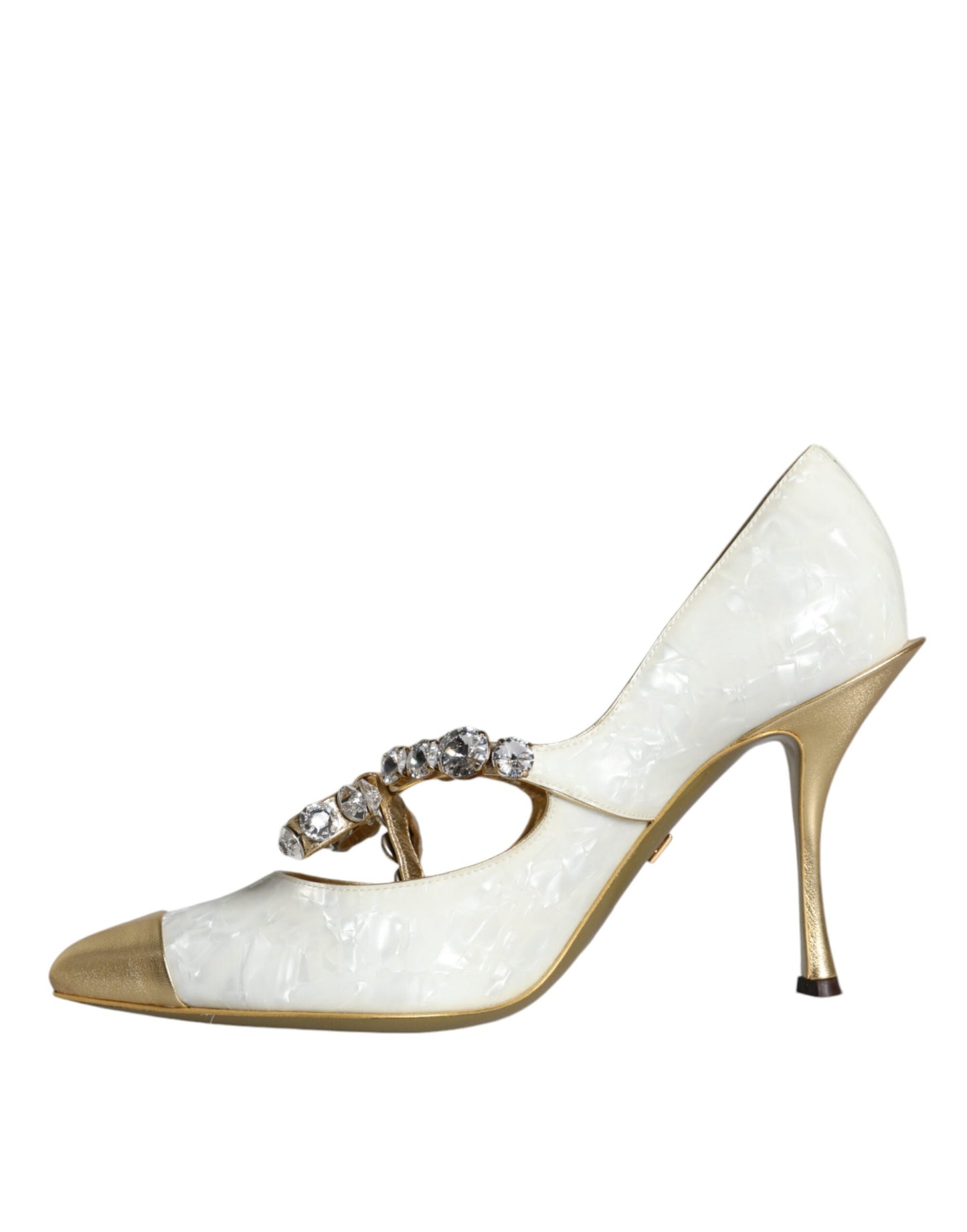 Fashionsarah.com Fashionsarah.com Dolce & Gabbana White Mary Jane Crystal Bow Pearl Pumps Shoes