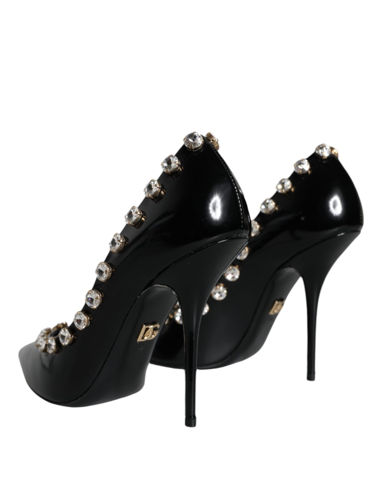 Fashionsarah.com Fashionsarah.com Dolce & Gabbana Black Crystals Leather High Heels Pumps Shoes