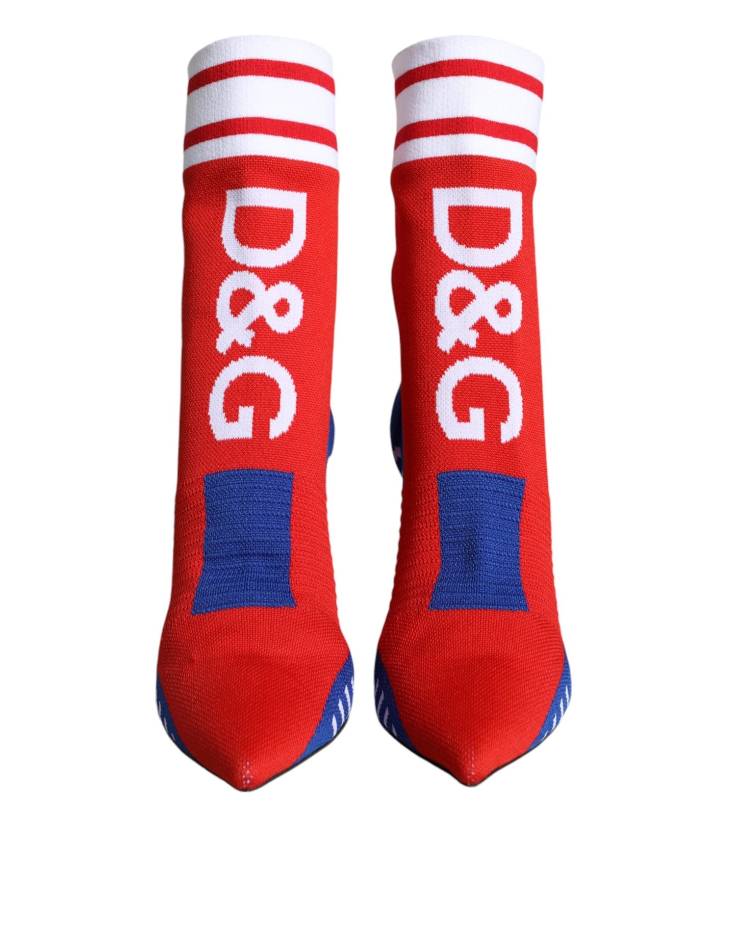 Fashionsarah.com Fashionsarah.com Dolce & Gabbana Red Blue Stretch Sock Style Ankle Boots Logo Shoes