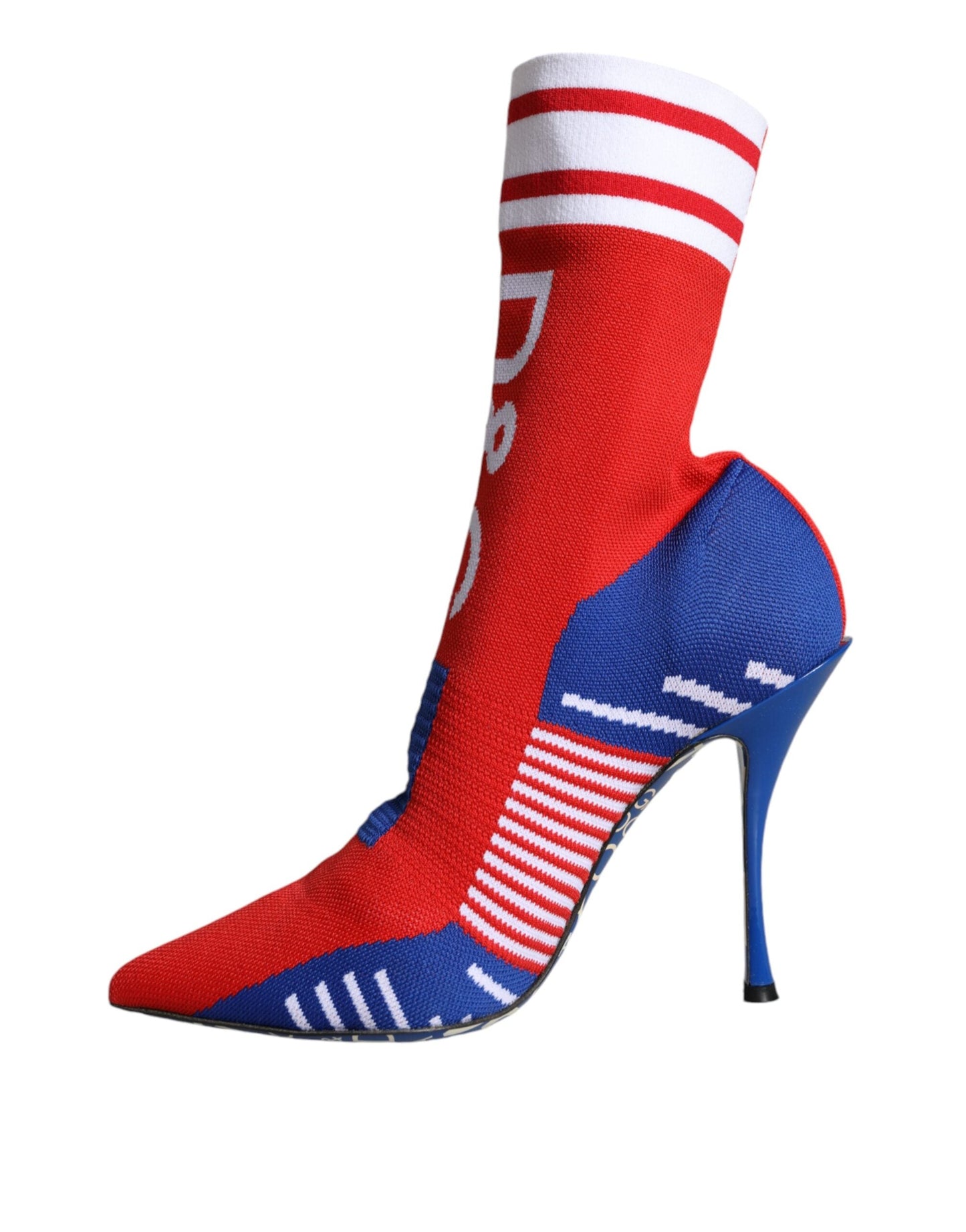 Fashionsarah.com Fashionsarah.com Dolce & Gabbana Red Blue Stretch Sock Style Ankle Boots Logo Shoes