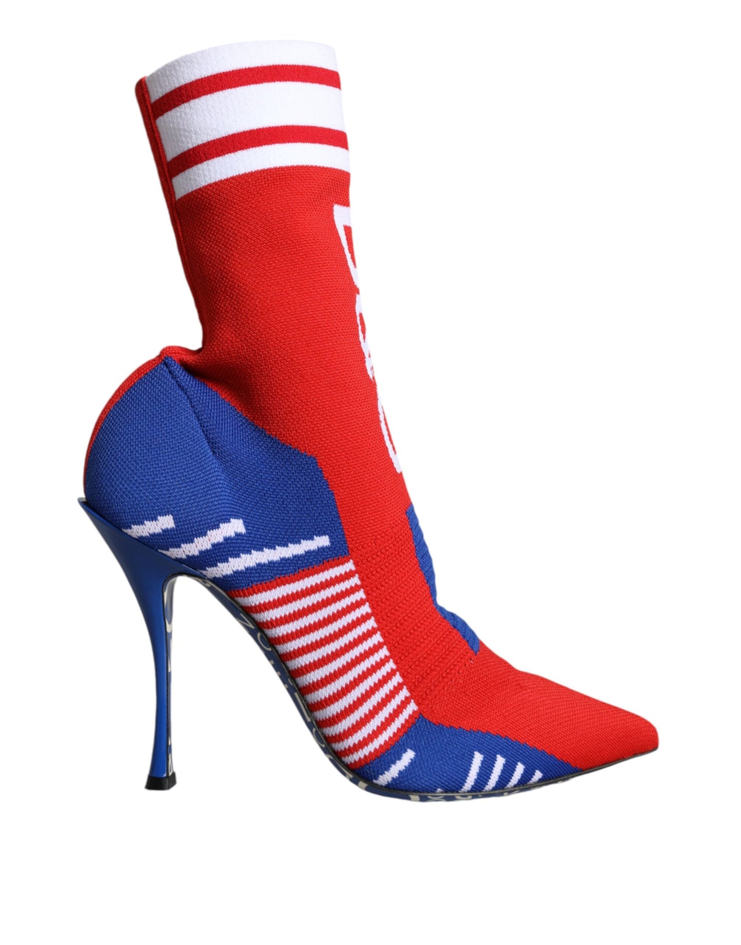 Fashionsarah.com Fashionsarah.com Dolce & Gabbana Red Blue Stretch Sock Style Ankle Boots Logo Shoes