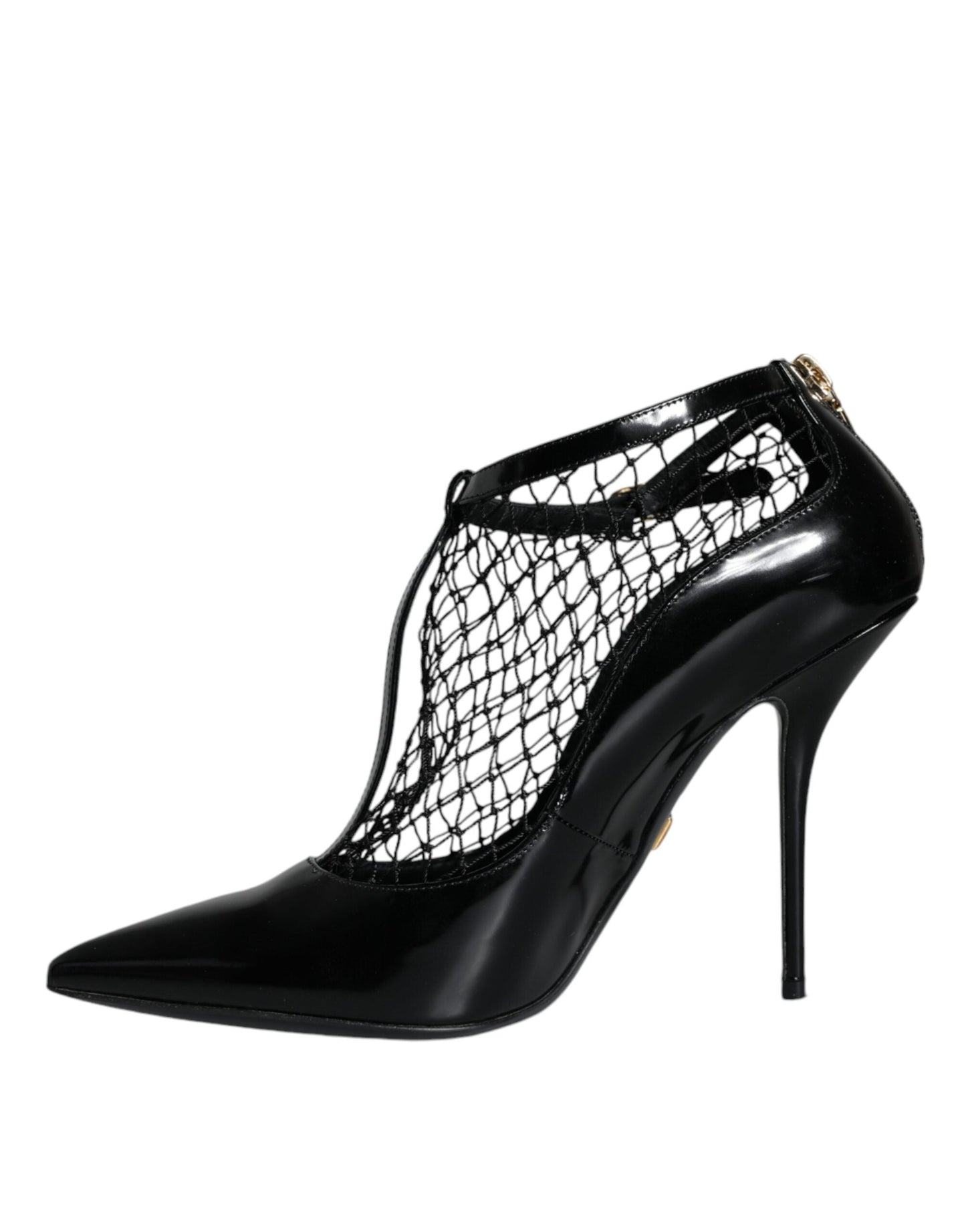 Fashionsarah.com Fashionsarah.com Dolce & Gabbana Black Mesh Patent Leather Heels Pumps Shoes