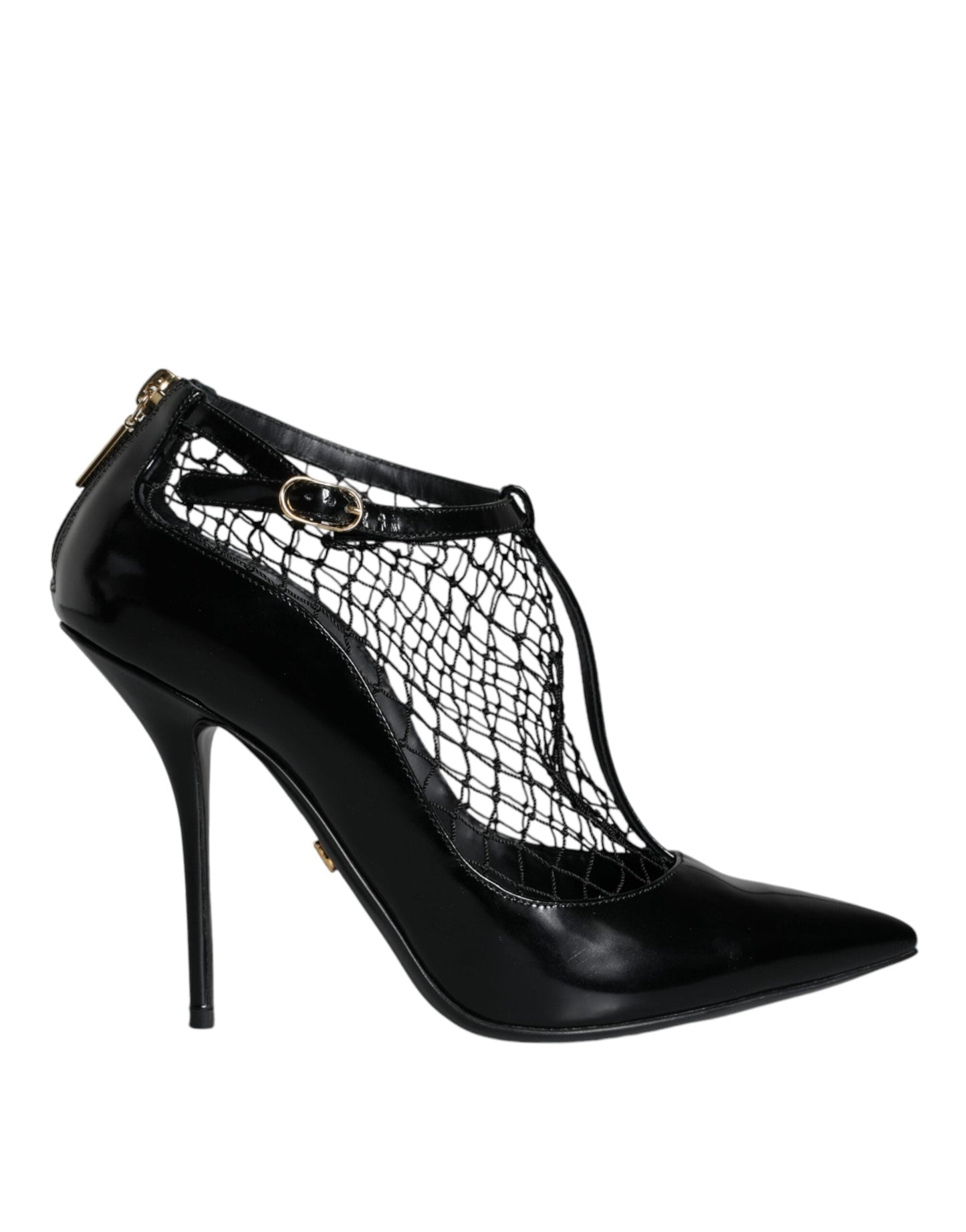 Fashionsarah.com Fashionsarah.com Dolce & Gabbana Black Mesh Patent Leather Heels Pumps Shoes