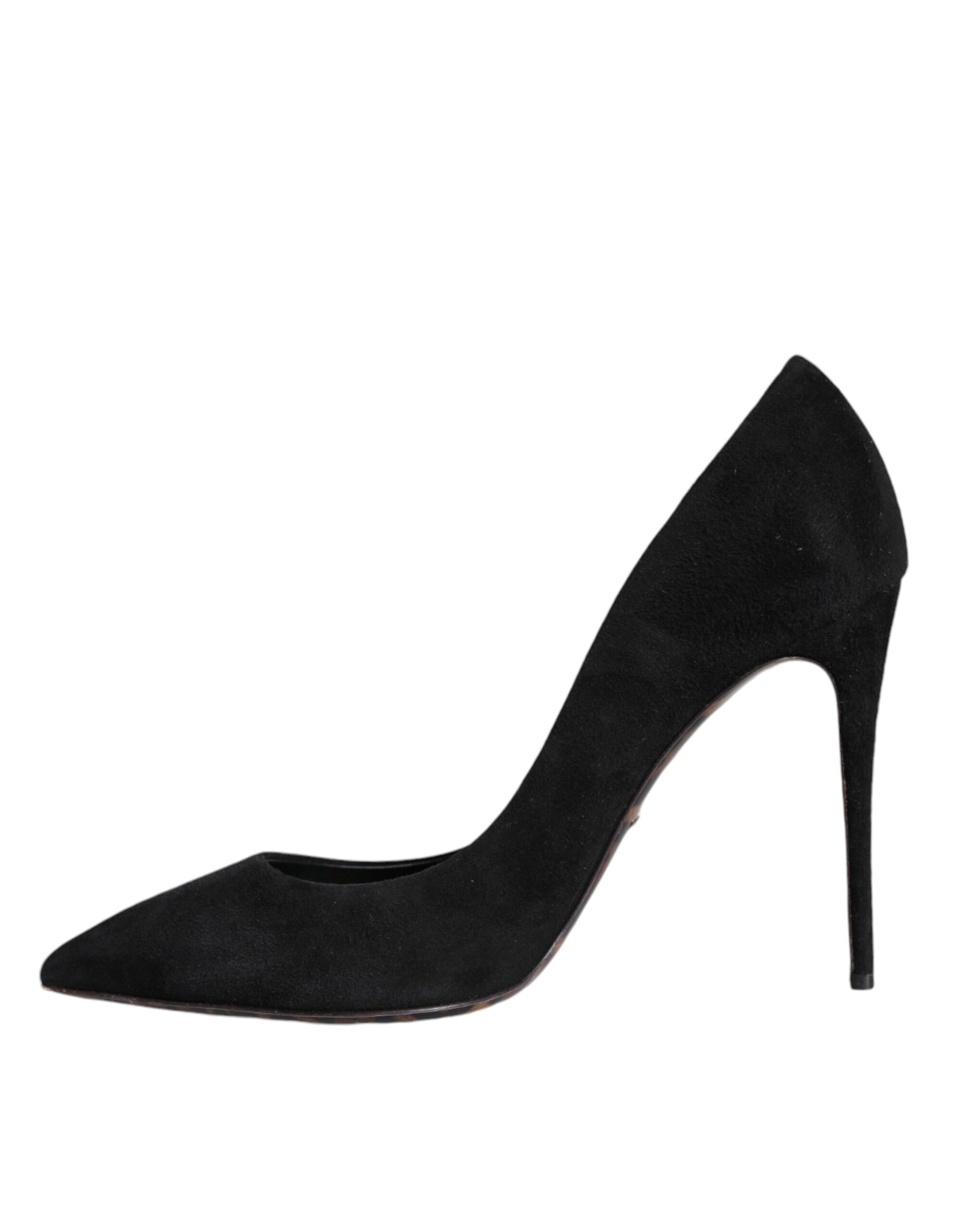 Fashionsarah.com Fashionsarah.com Dolce & Gabbana Black Suede Leather High Heels Pumps Shoes