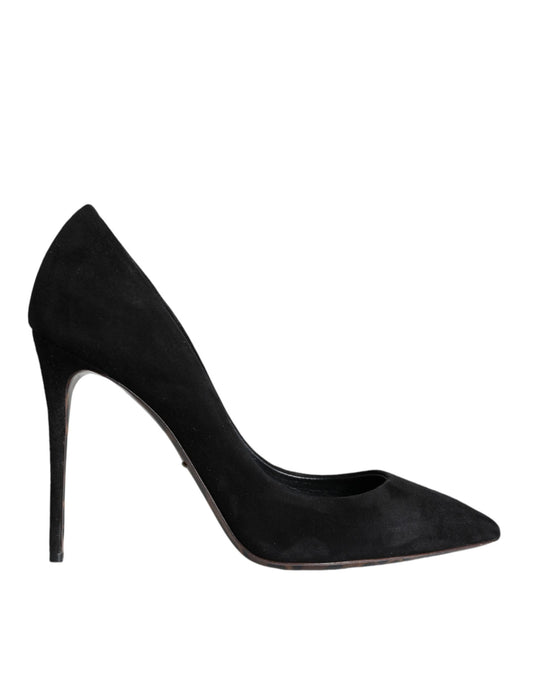 Fashionsarah.com Fashionsarah.com Dolce & Gabbana Black Suede Leather High Heels Pumps Shoes