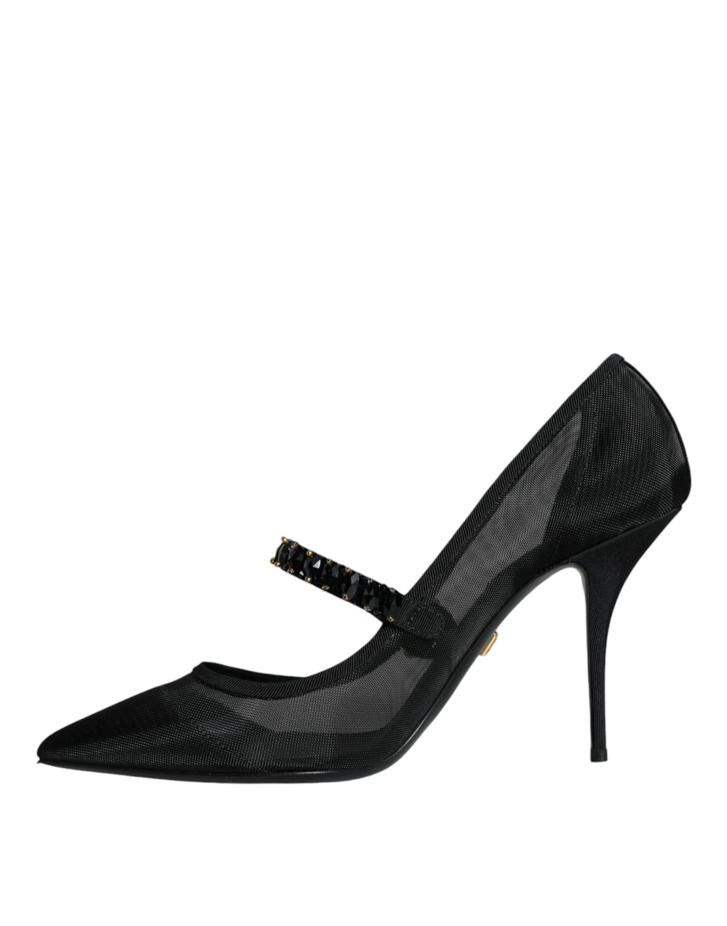 Fashionsarah.com Fashionsarah.com Dolce & Gabbana Black Mesh Mary Jane Crystal Heel Pumps Shoes