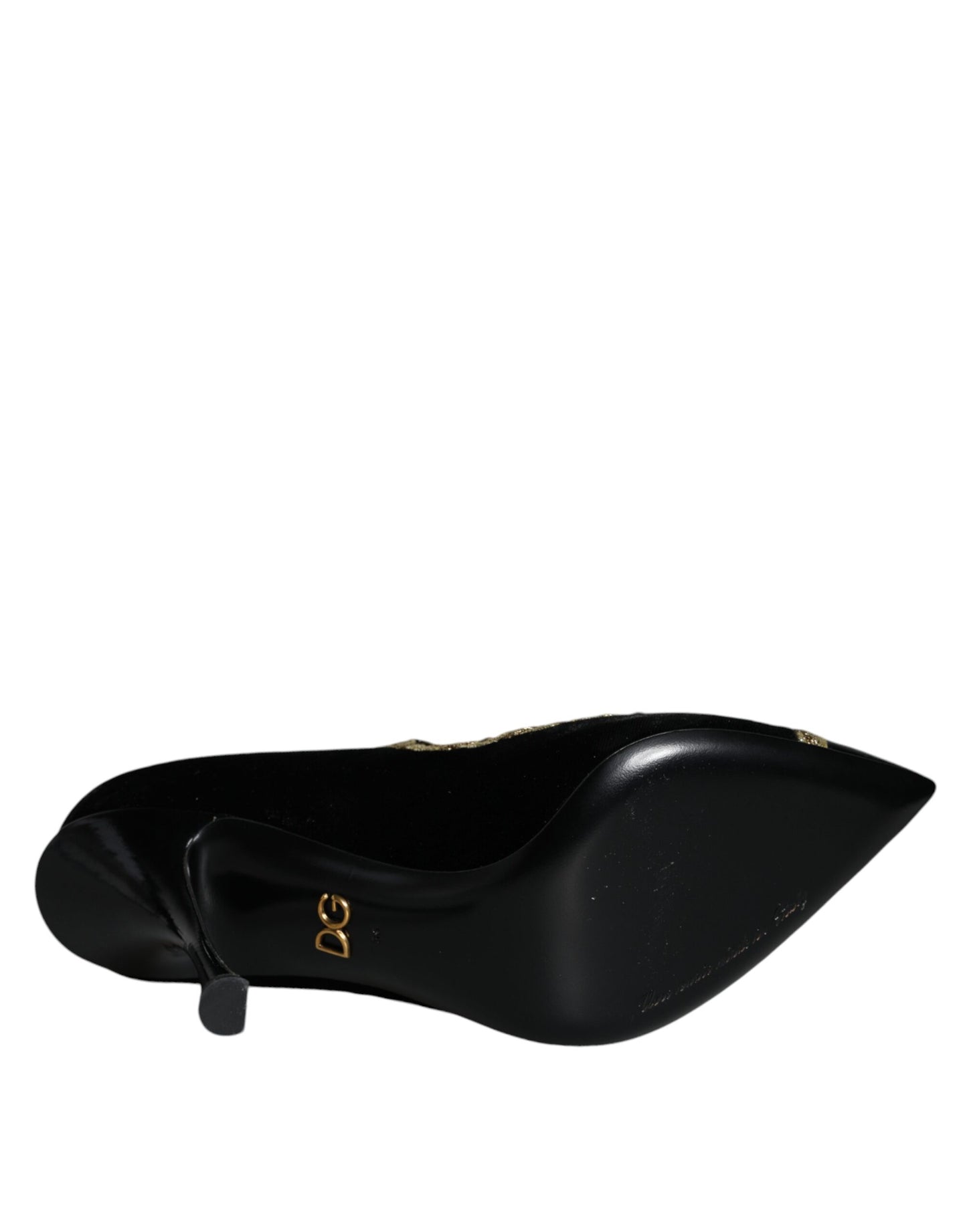 Fashionsarah.com Fashionsarah.com Dolce & Gabbana Black Mary Janes Velvet Gold Pumps Shoes