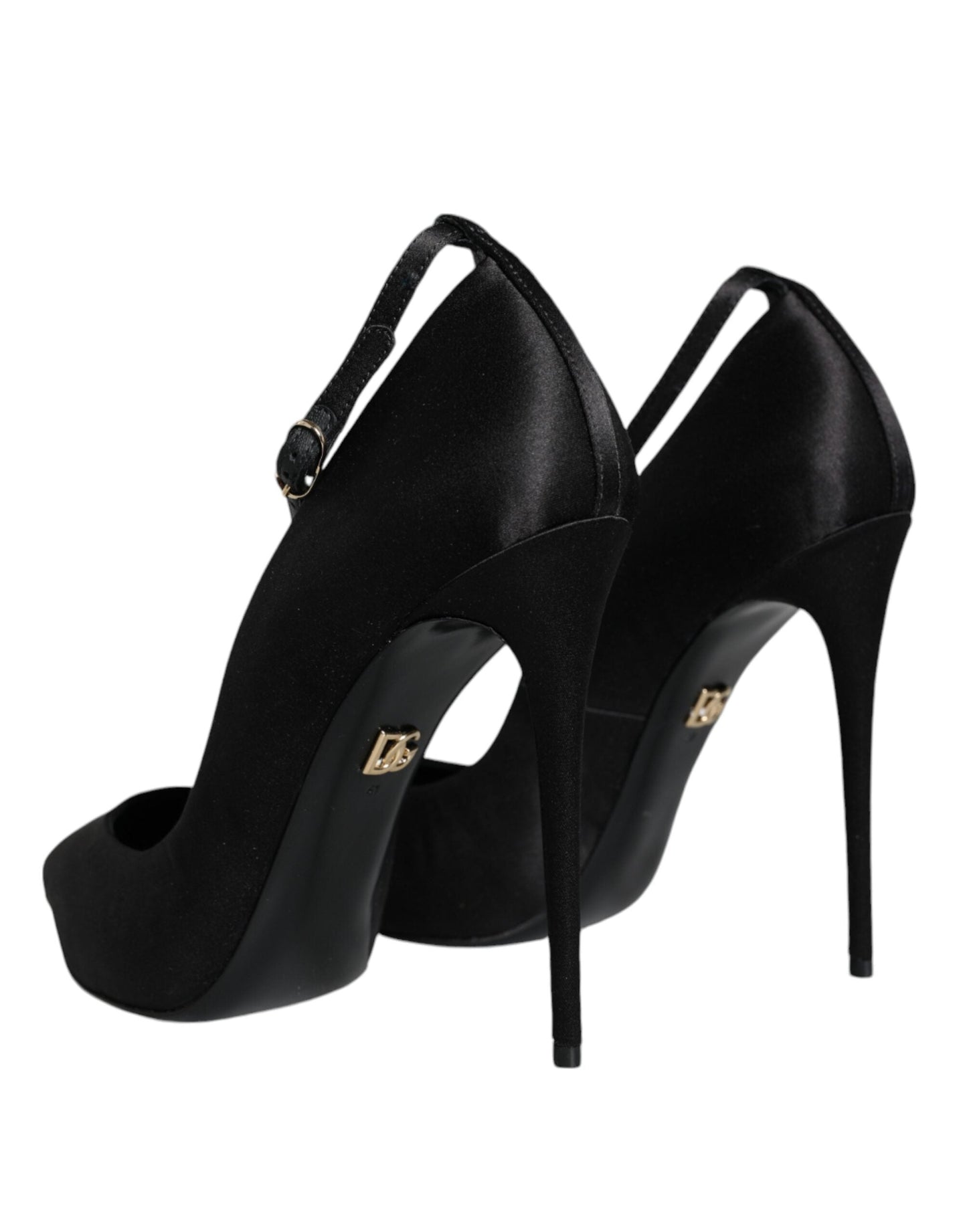 Fashionsarah.com Fashionsarah.com Dolce & Gabbana Black Satin Ankle Strap Heels Pumps Shoes