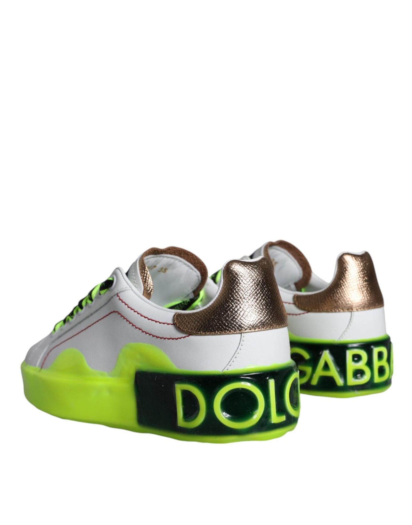 Dolce & Gabbana White Leather Portofino Low Top Sneakers Shoes | Fashionsarah.com