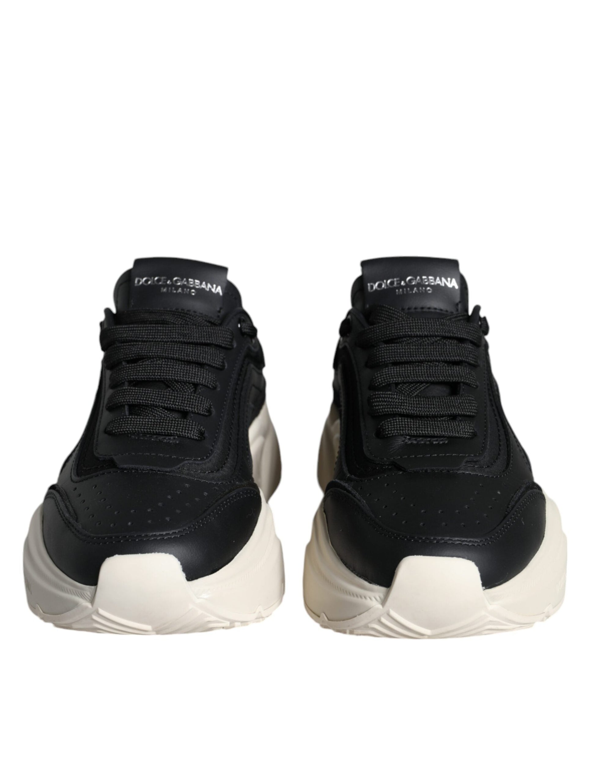 Dolce & Gabbana Black White DAYMASTER Leather Sneakers Shoes | Fashionsarah.com