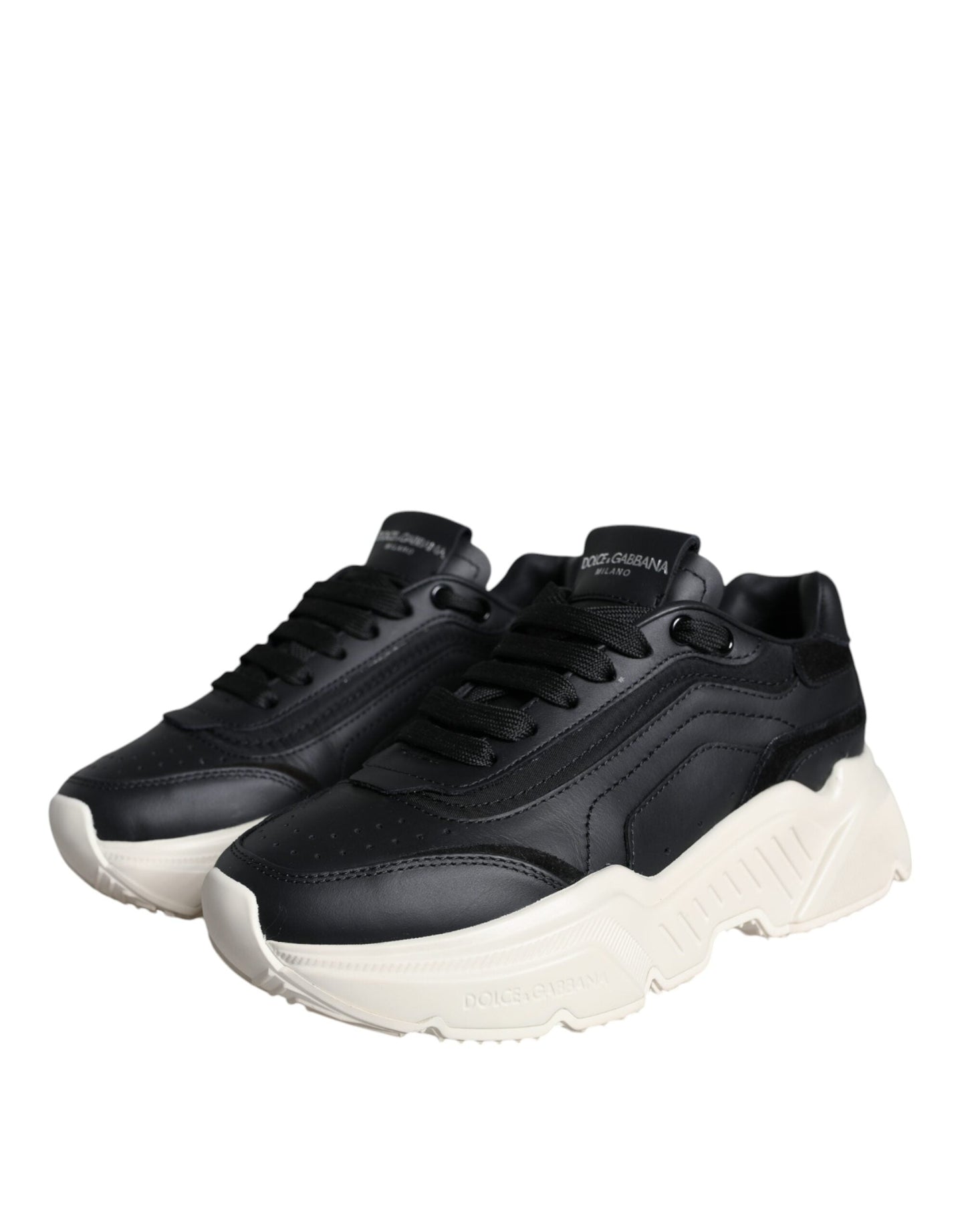 Dolce & Gabbana Black White DAYMASTER Leather Sneakers Shoes | Fashionsarah.com