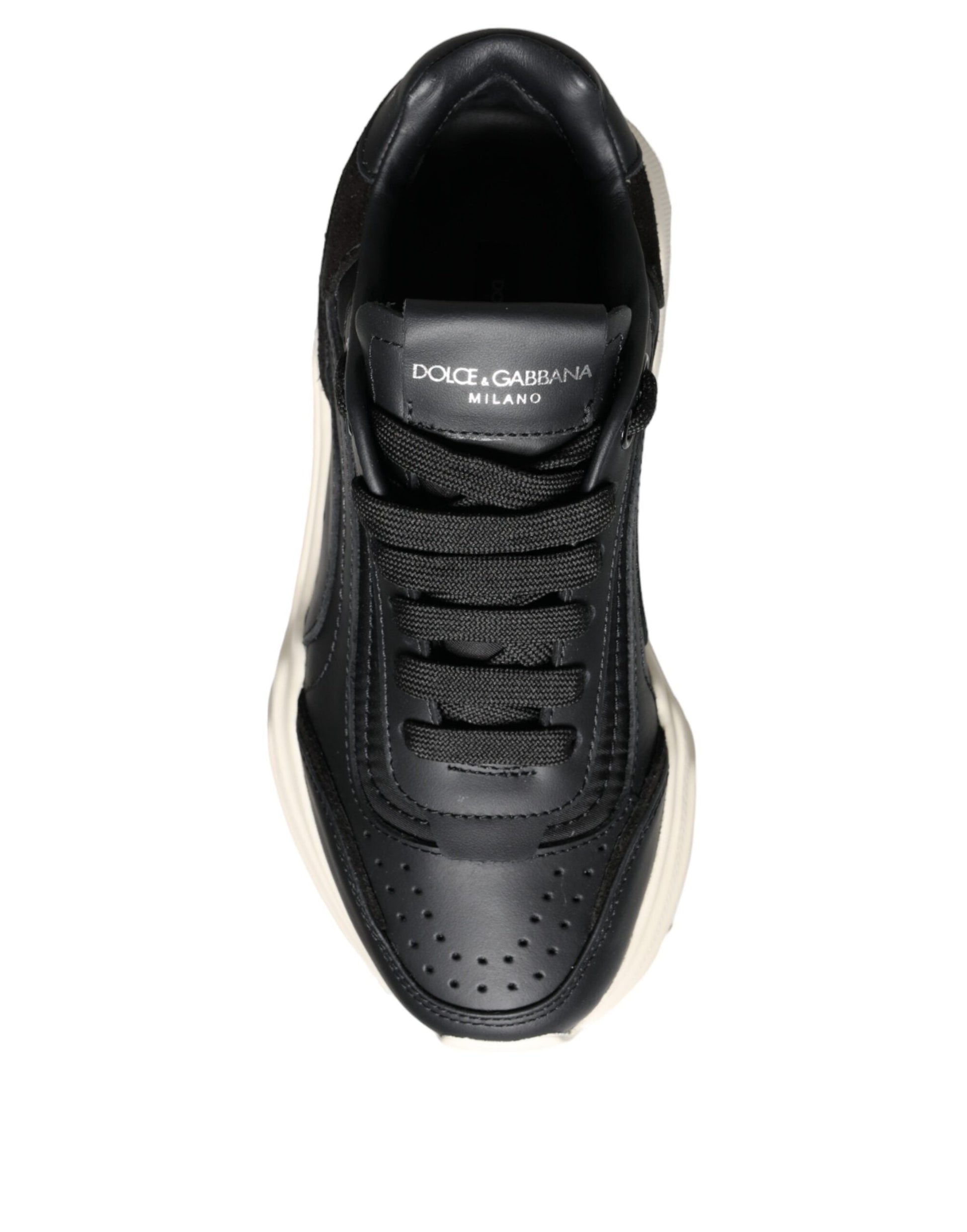 Dolce & Gabbana Black White DAYMASTER Leather Sneakers Shoes | Fashionsarah.com