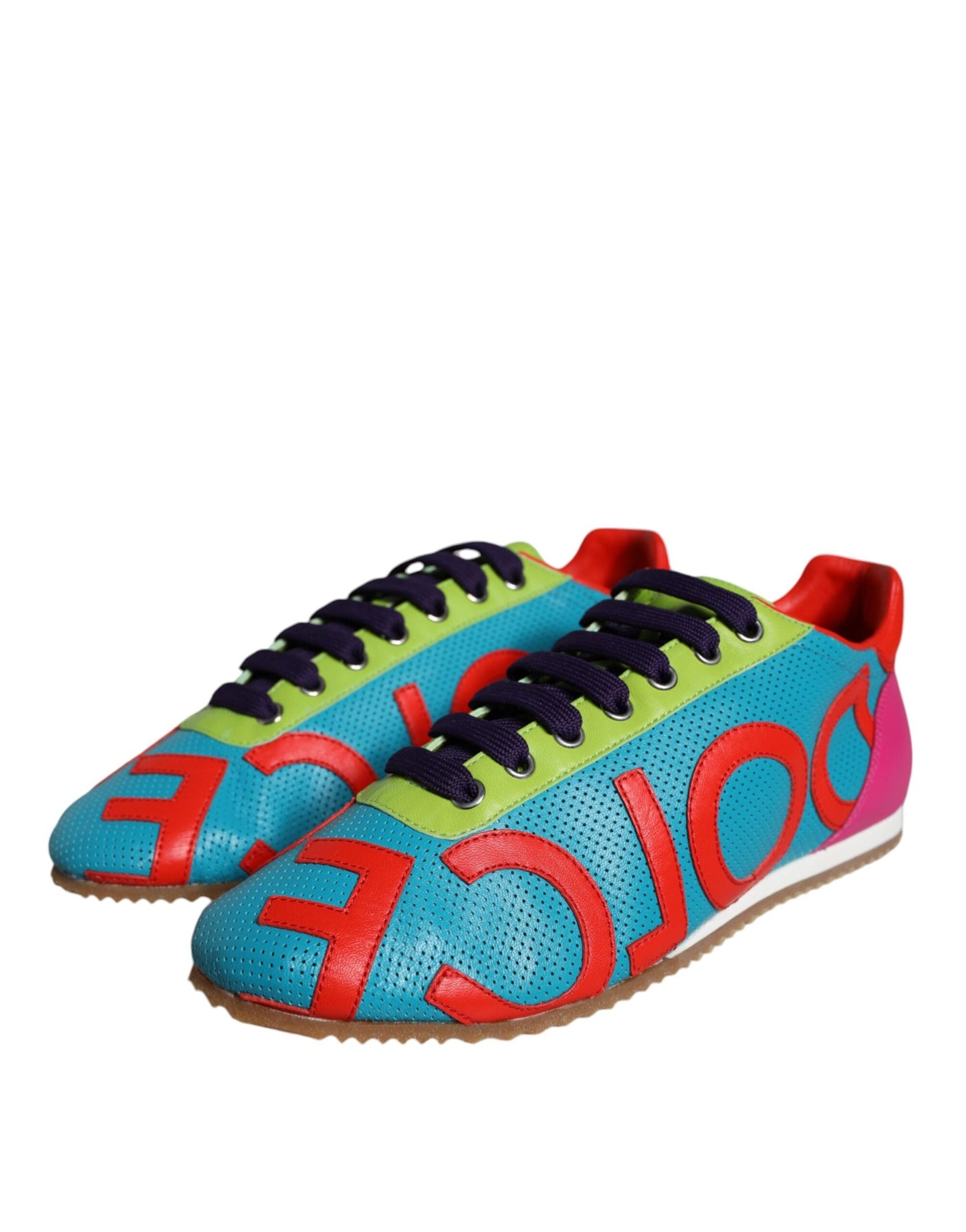 Fashionsarah.com Fashionsarah.com Dolce & Gabbana Multicolor Leather Logo Casual Sneakers Shoes