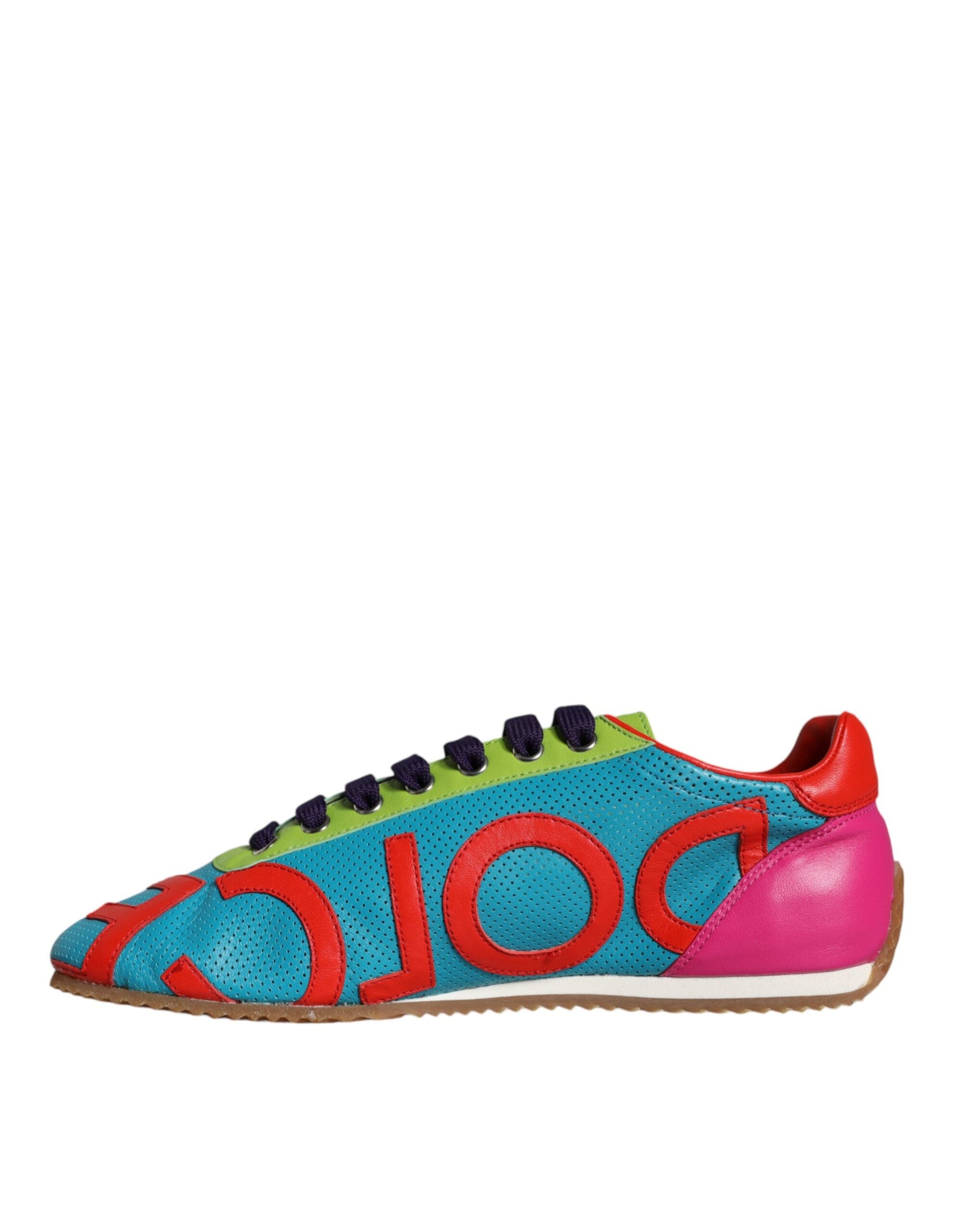 Fashionsarah.com Fashionsarah.com Dolce & Gabbana Multicolor Leather Logo Casual Sneakers Shoes