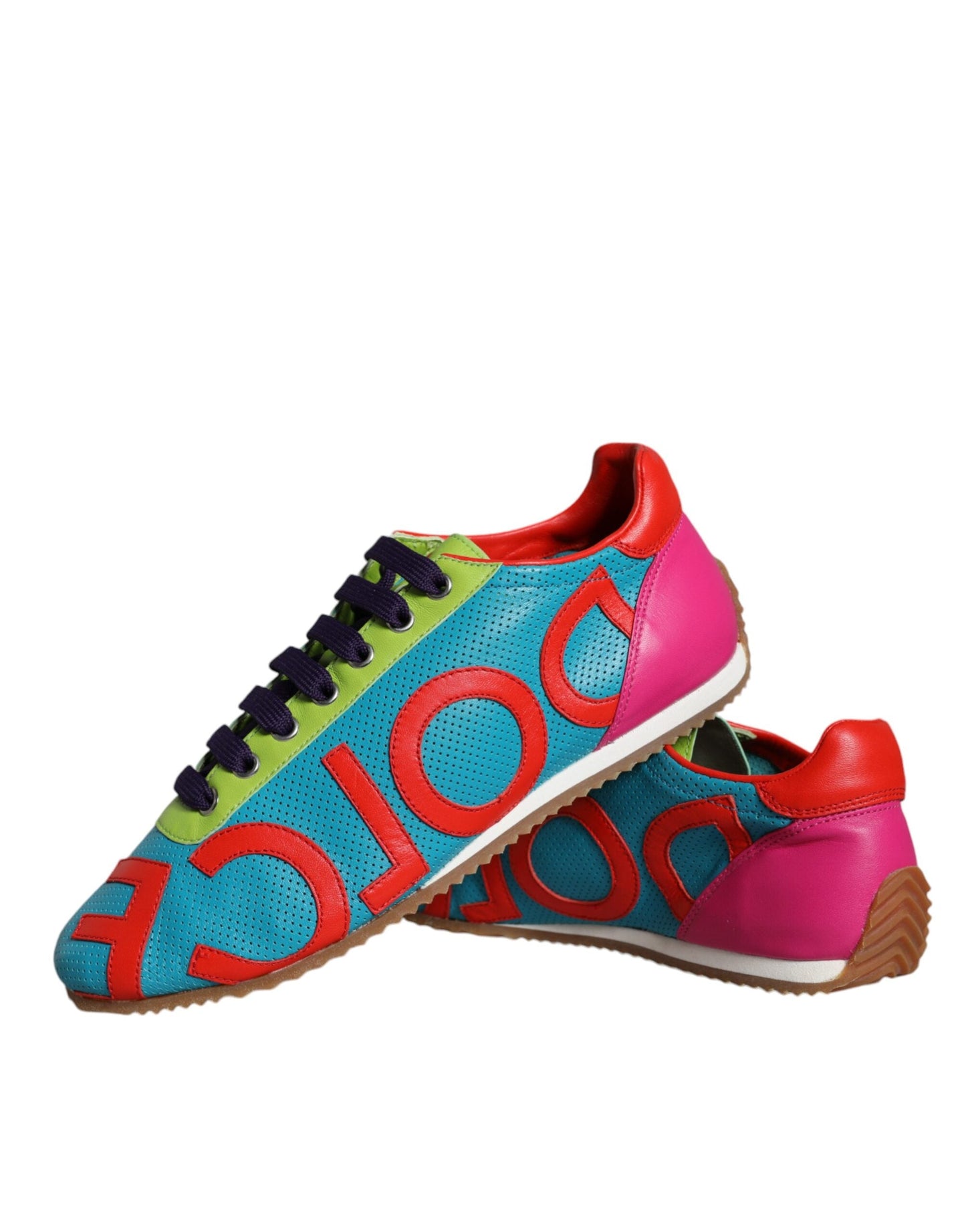 Fashionsarah.com Fashionsarah.com Dolce & Gabbana Multicolor Leather Logo Casual Sneakers Shoes