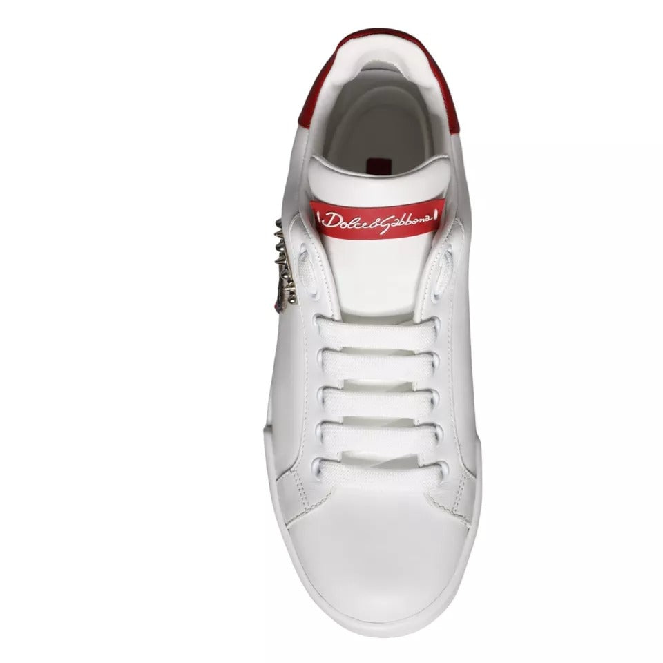 Fashionsarah.com Fashionsarah.com Dolce & Gabbana White Patch Calfskin Nappa Portofino Sneakers Shoes