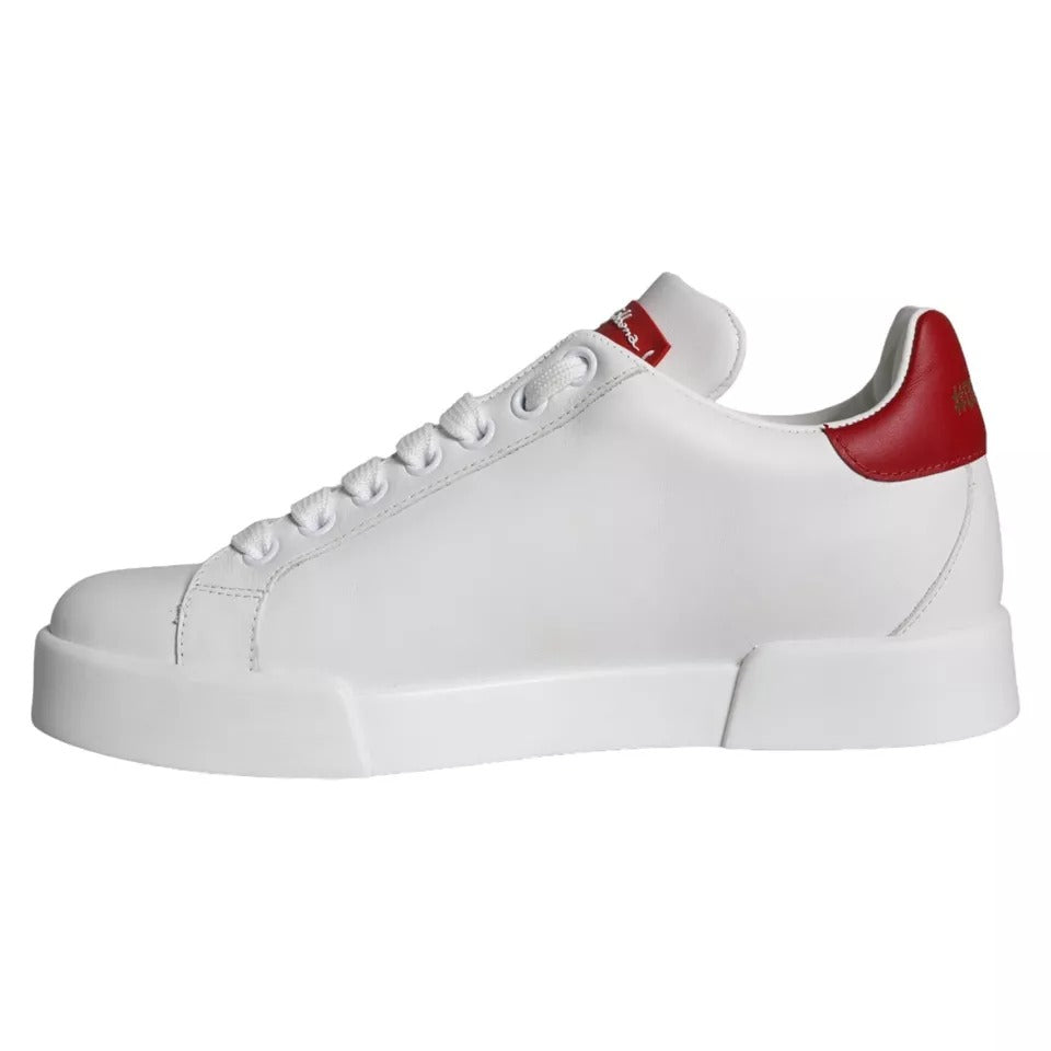 Fashionsarah.com Fashionsarah.com Dolce & Gabbana White Patch Calfskin Nappa Portofino Sneakers Shoes