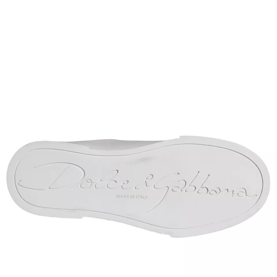 Fashionsarah.com Fashionsarah.com Dolce & Gabbana White Patch Calfskin Nappa Portofino Sneakers Shoes