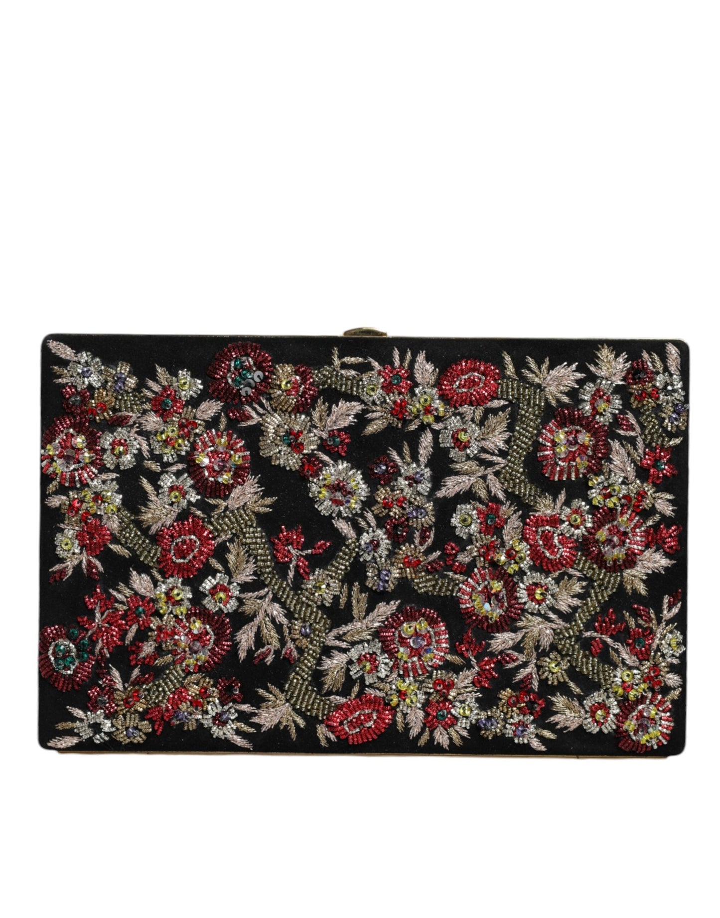 Fashionsarah.com Fashionsarah.com Dolce & Gabbana Multicolor Floral Gold Frame Clutch Evening Purse Bag