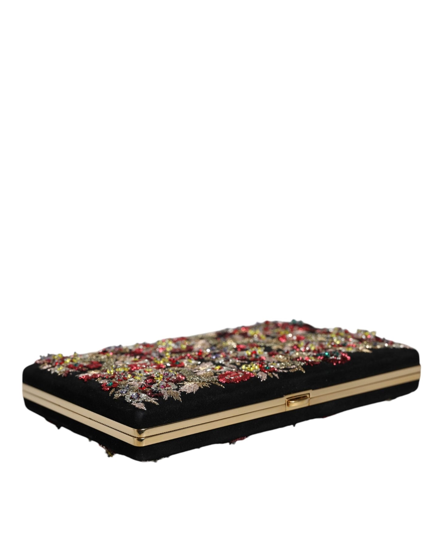 Fashionsarah.com Fashionsarah.com Dolce & Gabbana Multicolor Floral Gold Frame Clutch Evening Purse Bag