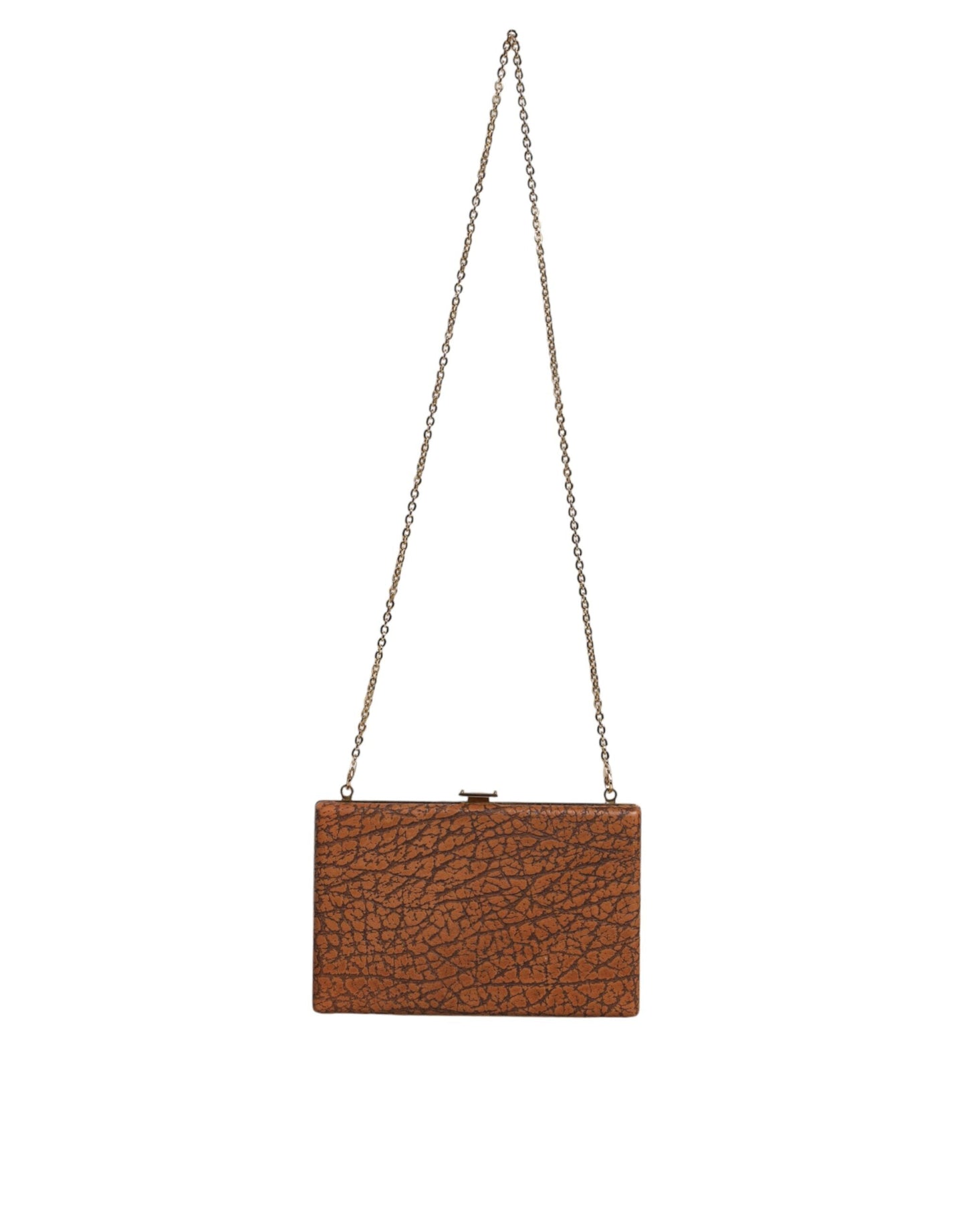 Fashionsarah.com Fashionsarah.com Dolce & Gabbana Brown Leather Gold Frame Clutch Mini Crossbody Bag