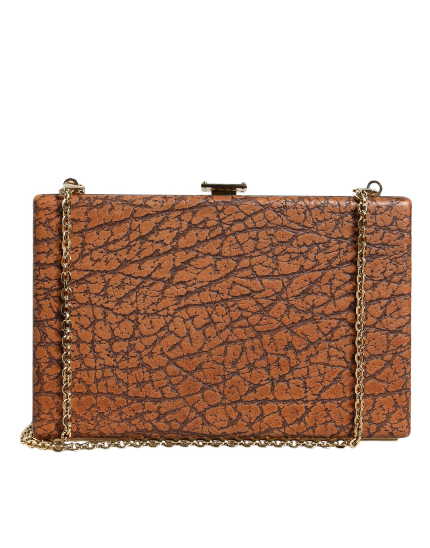 Fashionsarah.com Fashionsarah.com Dolce & Gabbana Brown Leather Gold Frame Clutch Mini Crossbody Bag