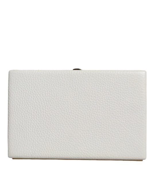 Fashionsarah.com Fashionsarah.com Dolce & Gabbana White Leather Gold Frame Clutch Evening Party Purse Bag