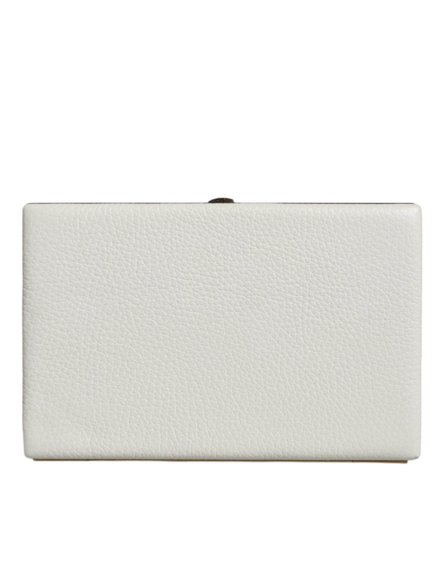 Fashionsarah.com Fashionsarah.com Dolce & Gabbana White Leather Gold Frame Clutch Evening Party Purse Bag