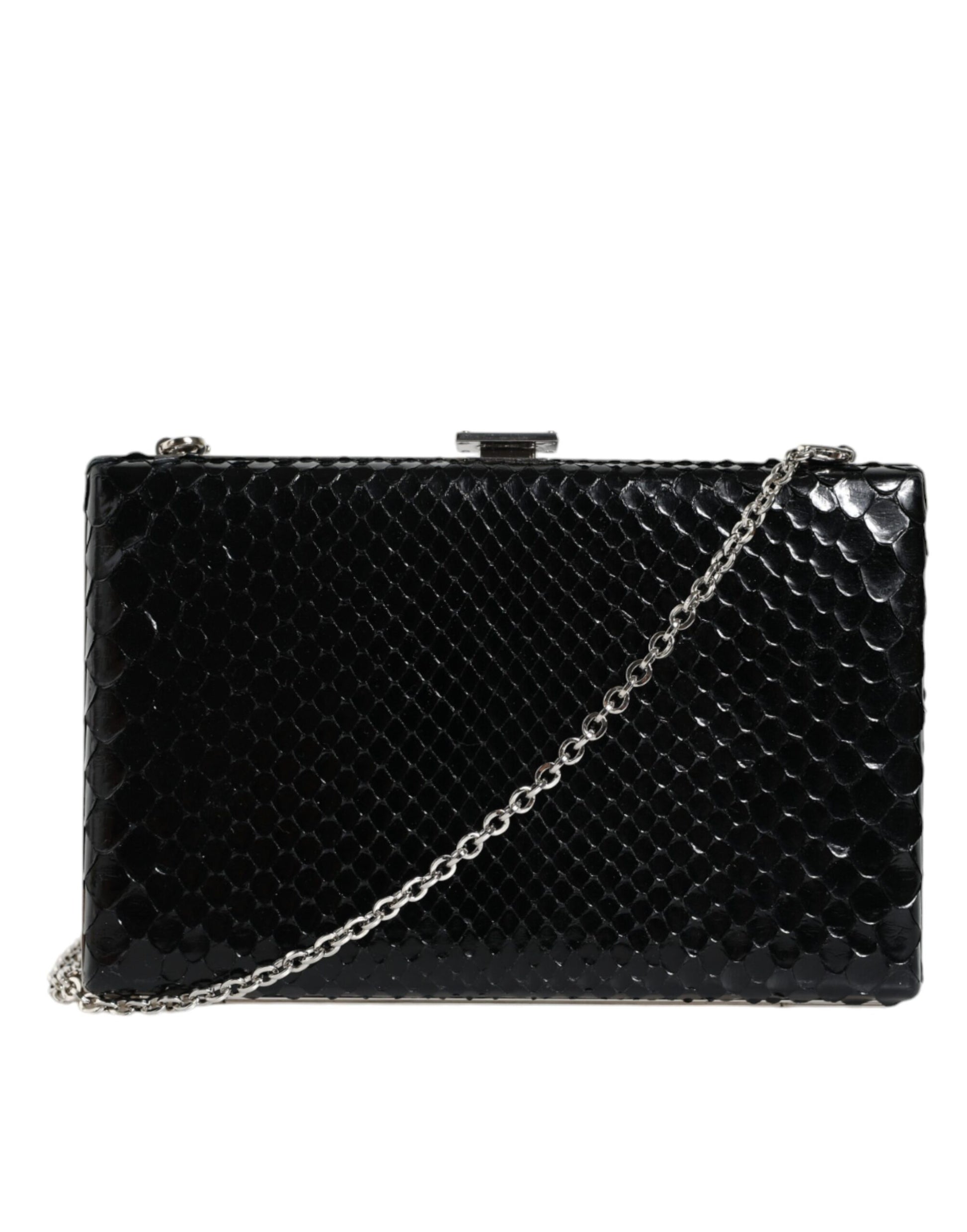 Fashionsarah.com Fashionsarah.com Dolce & Gabbana Black Leather Silver Frame Clutch Mini Crossbody Bag