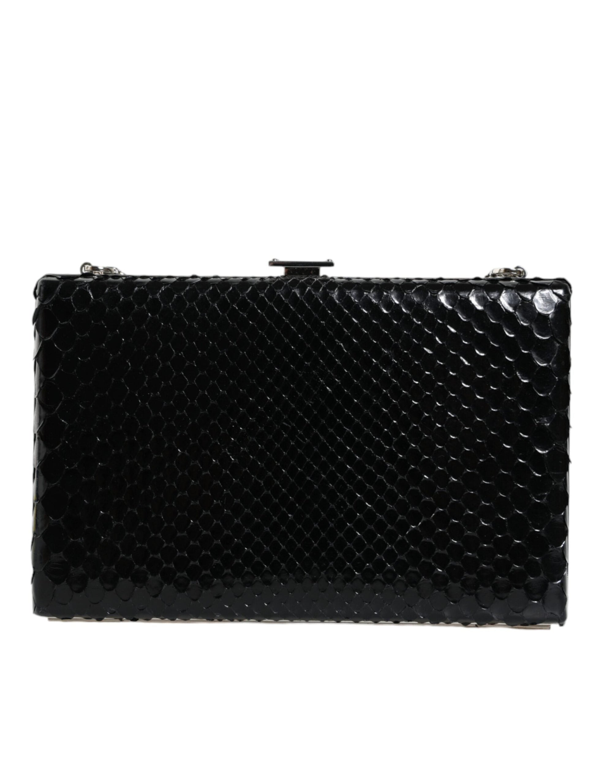 Fashionsarah.com Fashionsarah.com Dolce & Gabbana Black Leather Silver Frame Clutch Mini Crossbody Bag