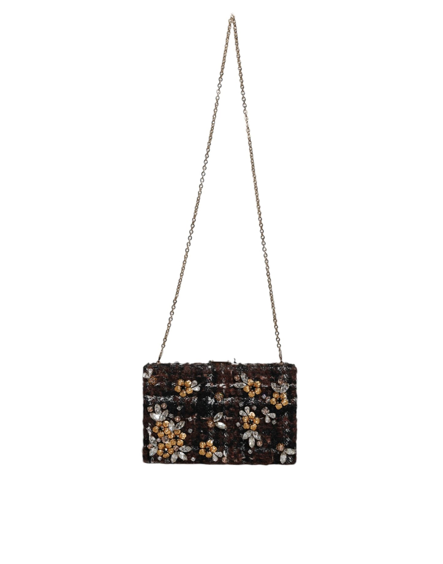 Fashionsarah.com Fashionsarah.com Dolce & Gabbana Multicolor Tweed Floral Clutch Evening Party Purse CrossBody Bag