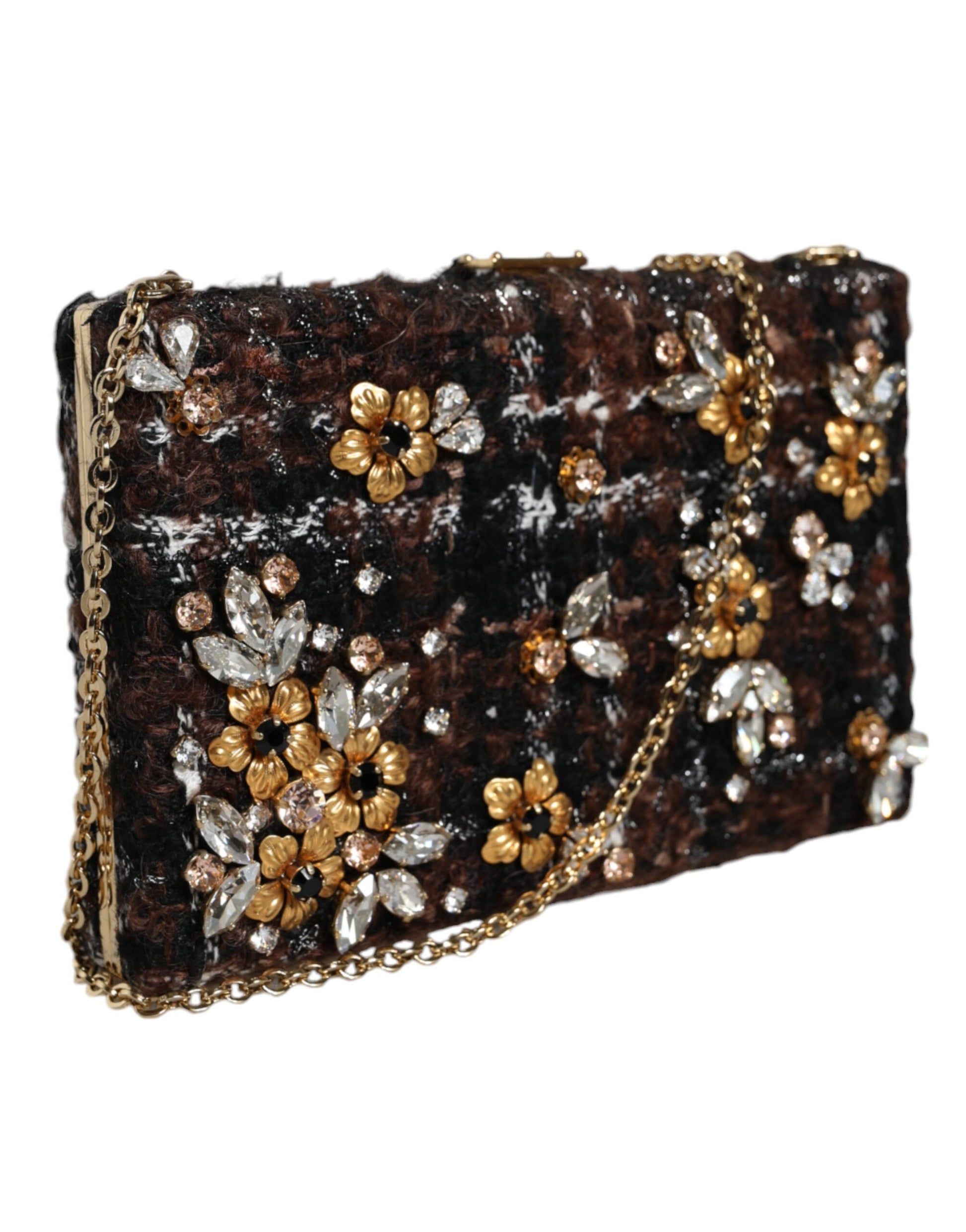 Fashionsarah.com Fashionsarah.com Dolce & Gabbana Multicolor Tweed Floral Clutch Evening Party Purse CrossBody Bag