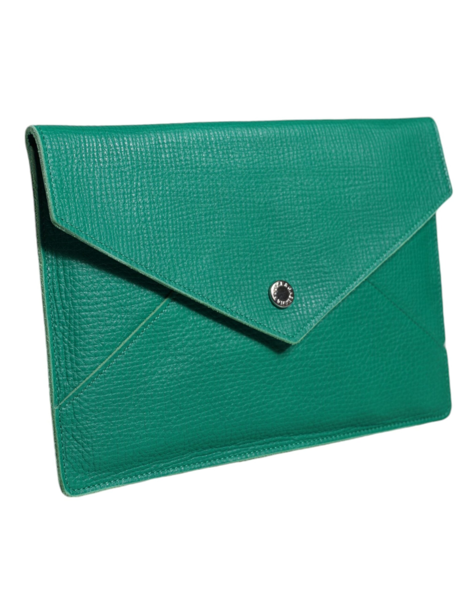 Fashionsarah.com Fashionsarah.com Dolce & Gabbana Green Leather Handbag Clutch Mini Purse Pouch Tablet Case