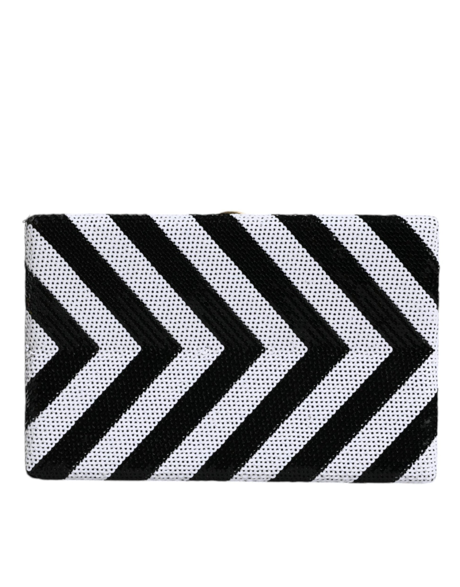 Dolce & Gabbana Black White Gold Frame Clutch Evening Party Purse Bag | Fashionsarah.com